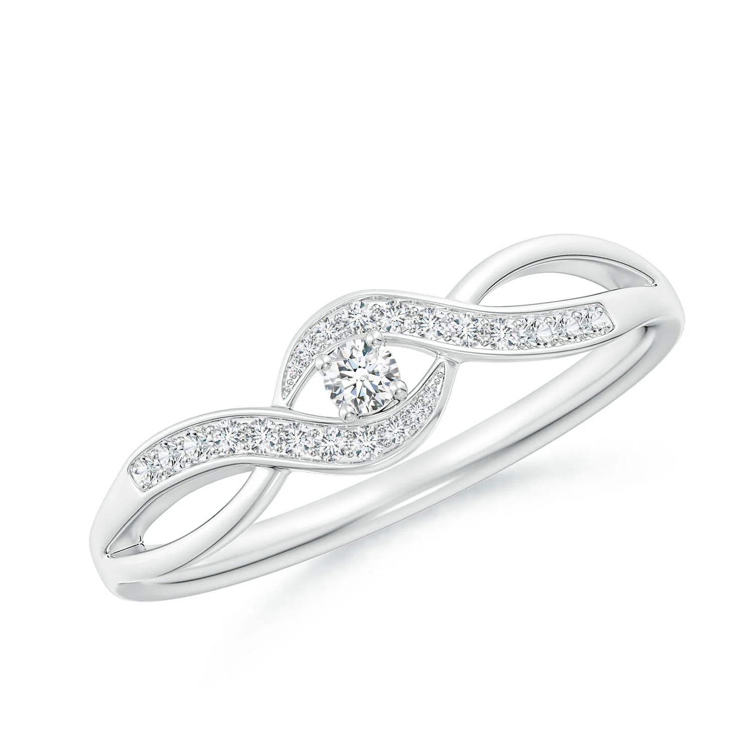 0.77 CTW Split Shank Cushion Morganite Solitaire Ring in 18K White Gold