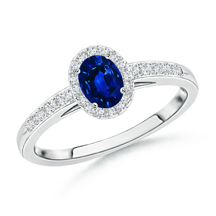 0.82 CTW Classic Prong-Set Round Morganite and Diamond Halo Ring in 18K White Gold - Image 9