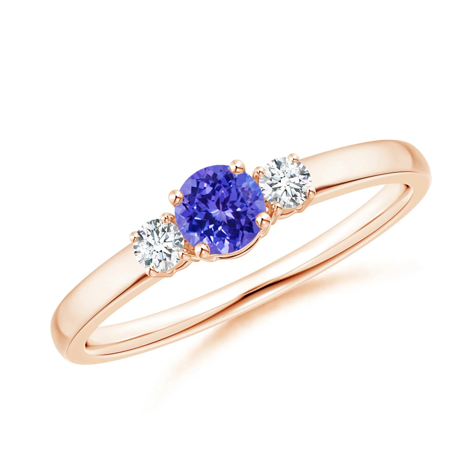 0.56 CTW Oval Tanzanite Split Shank Ring with Trio Diamonds in 18K White Gold - Image 9