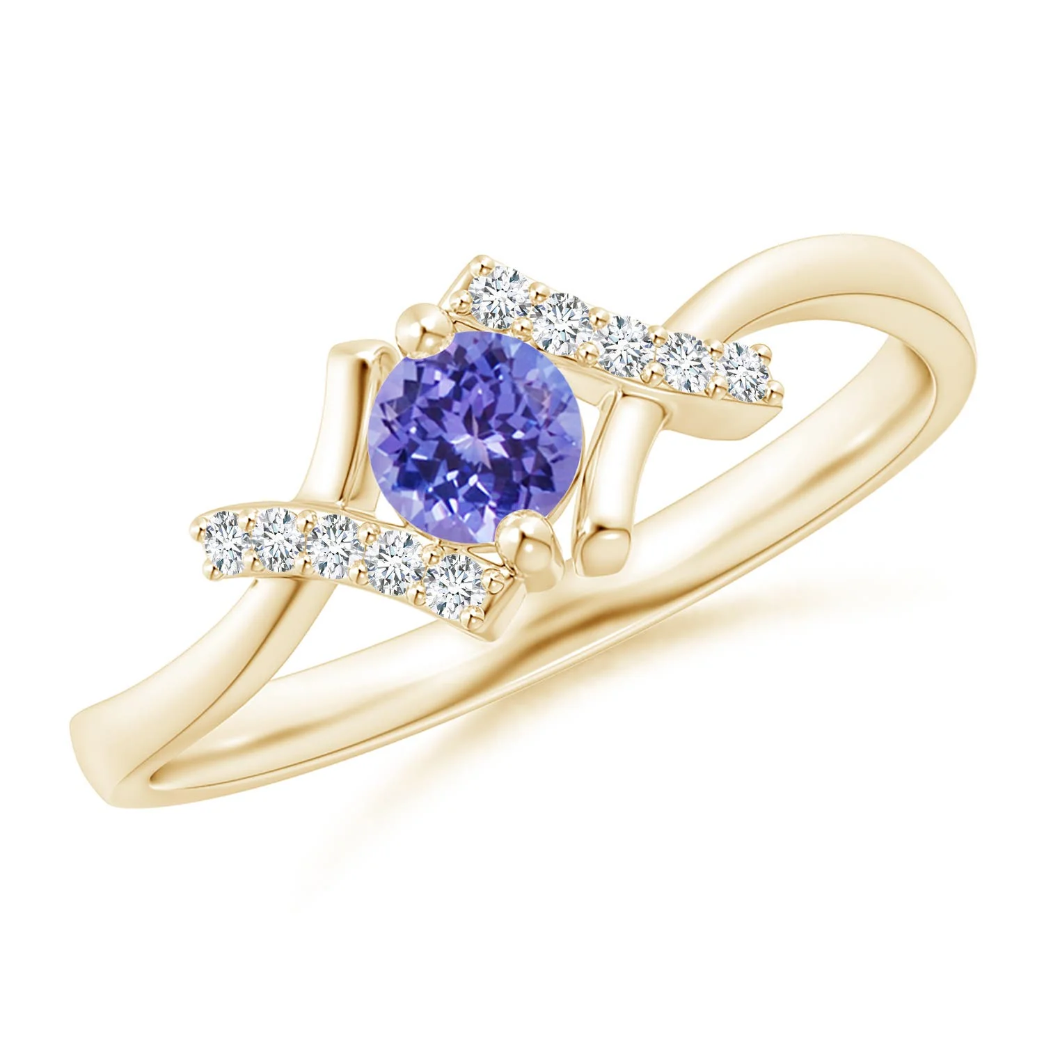 1.12 CTW Solitaire Sapphire Bypass Engagement Ring with Diamond Accents in 14K Yellow Gold - Image 7