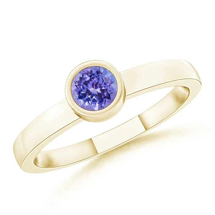 0.31 CTW Solitaire Tanzanite Bypass Promise Ring with Diamond Accents in 14K Yellow Gold - Image 9