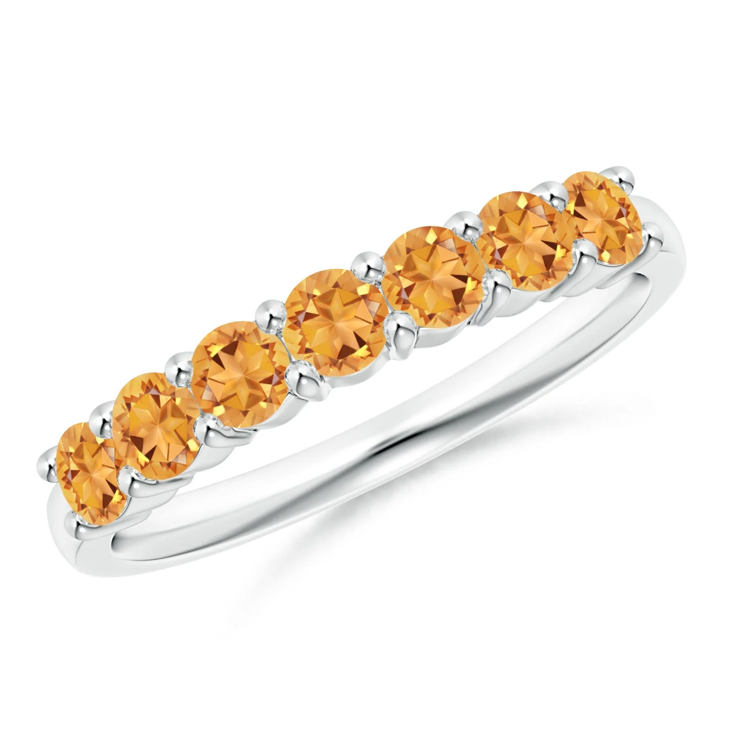 0.84 CTW Horizontally Set Oval Citrine Ring with Trio Diamonds in Platinum - Image 10