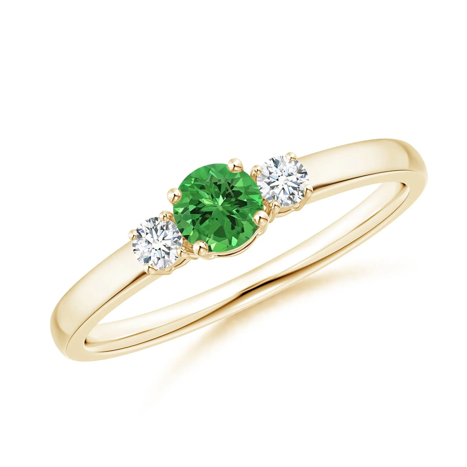 0.49 CTW Oval Tsavorite Twisted Ribbon Ring with Pave Diamonds in 14K Rose Gold - Image 8