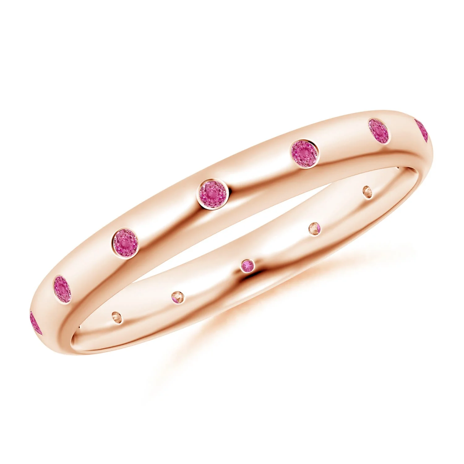 0.3 CTW Solitaire Pink Sapphire Heart Promise Ring with Diamond Accents in 14K Rose Gold