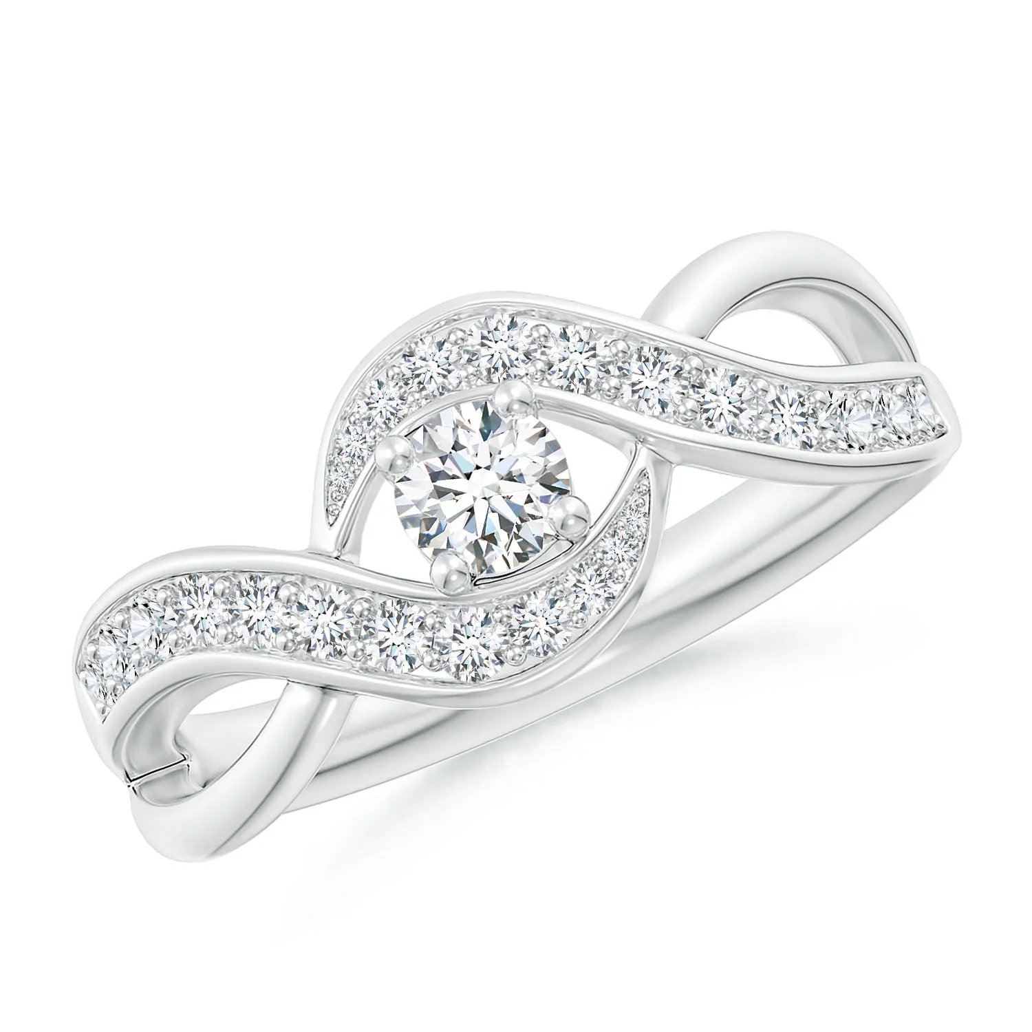 3.44 CTW Solitaire Cushion Swiss Blue Topaz Criss Cross Ring with Diamonds in 18K Rose Gold - Image 8