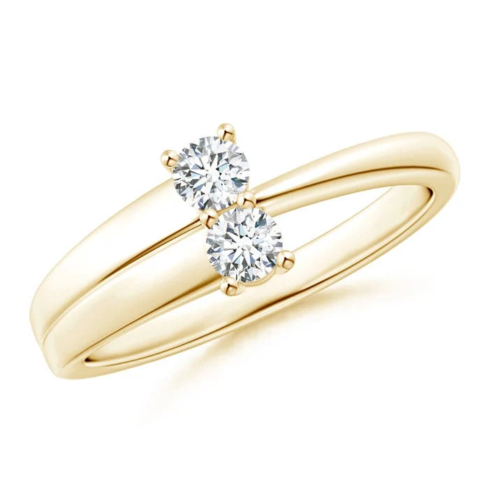 1.04 CTW Round Citrine Two Stone Bypass Ring with Diamonds in 14K Rose Gold - Image 6