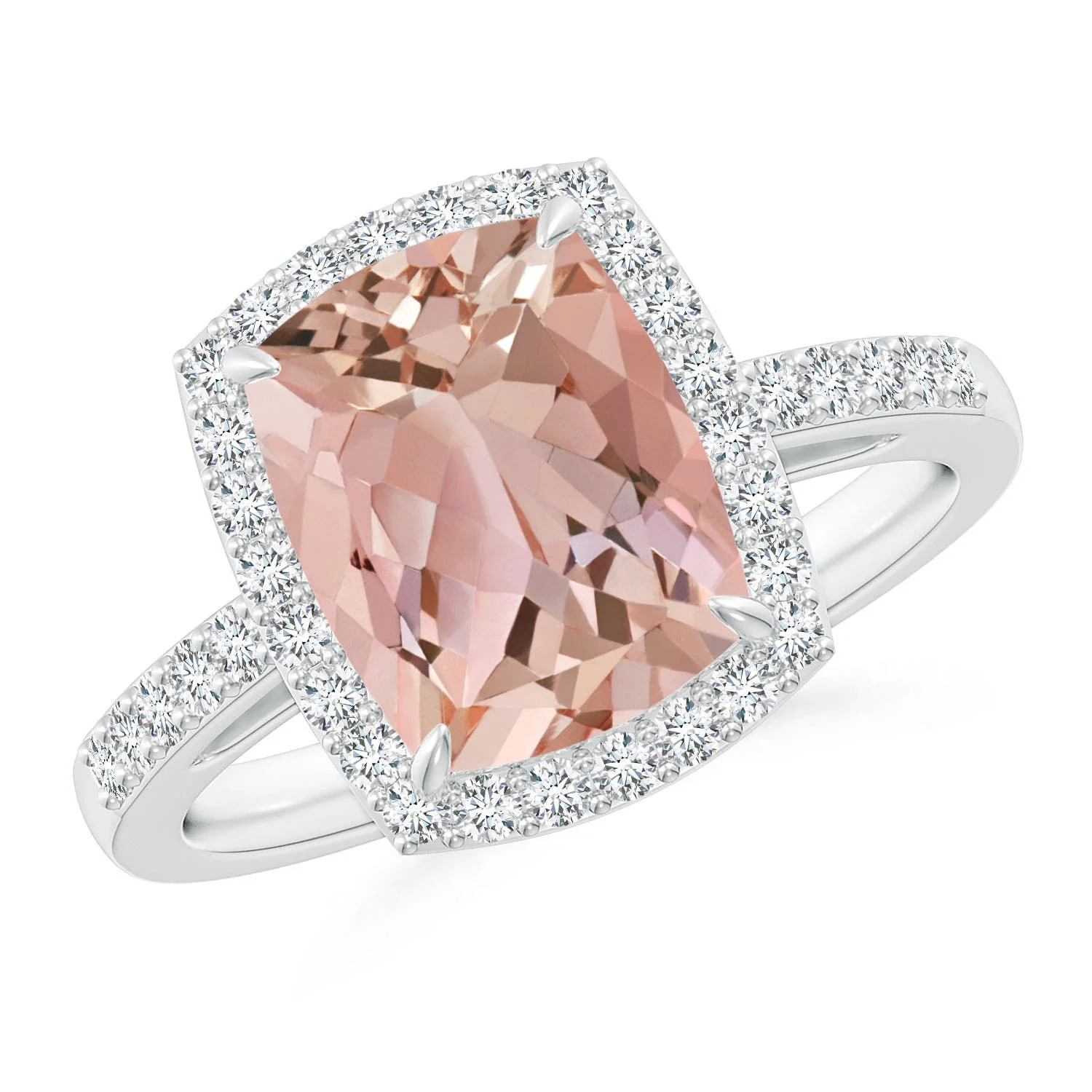 4.92 CTW Oval Amethyst Bypass Cocktail Ring with Diamonds in 14K White Gold - Image 6