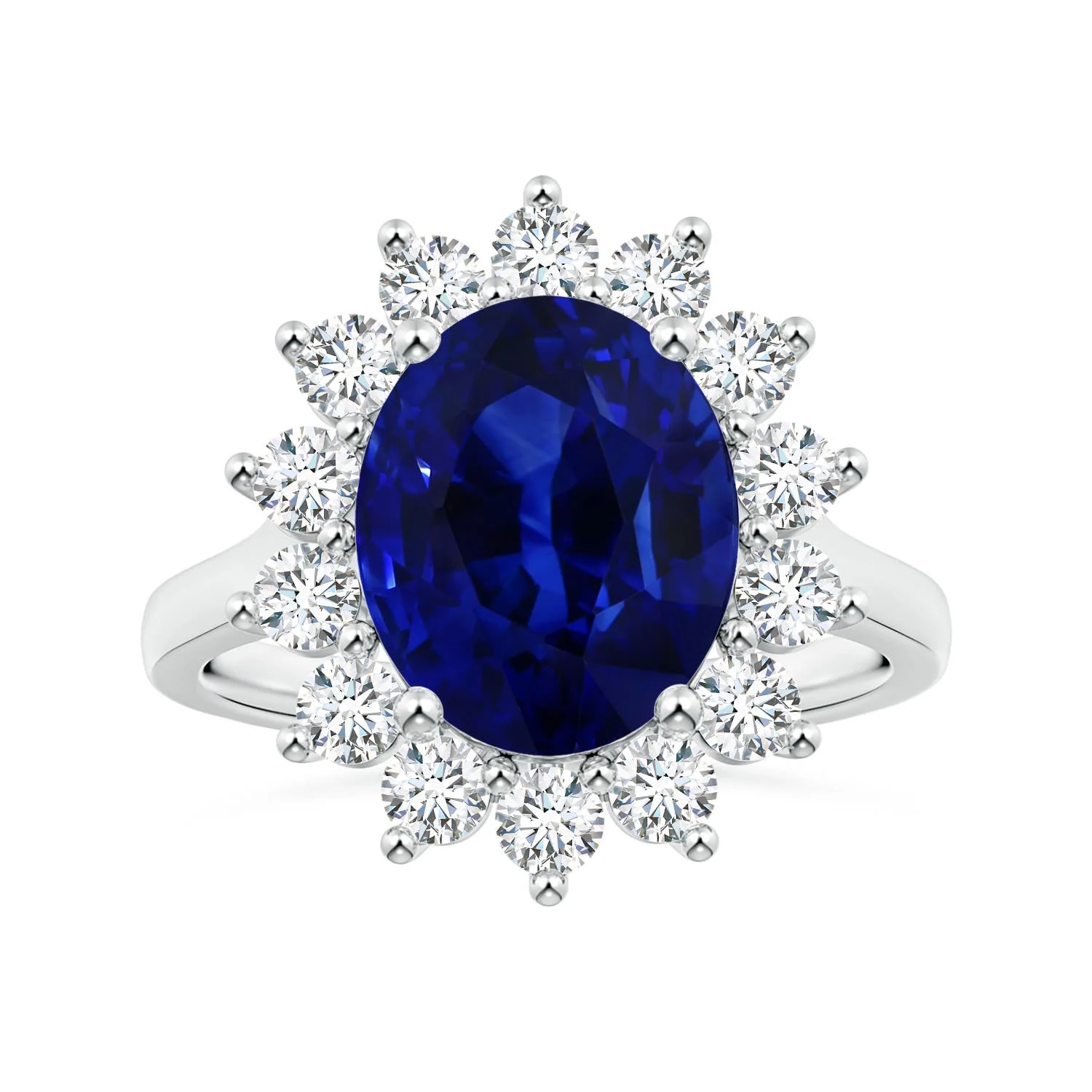 3.57 CTW GIA Certified Oval Ruby Floral Halo Split Shank Ring in 18K White Gold - Image 4