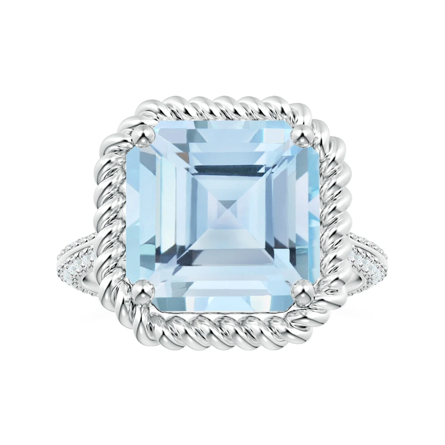 8.61 CTW GIA Certified Emerald Cut Aquamarine Brick Pattern Halo Ring in 14K Yellow Gold - Image 4