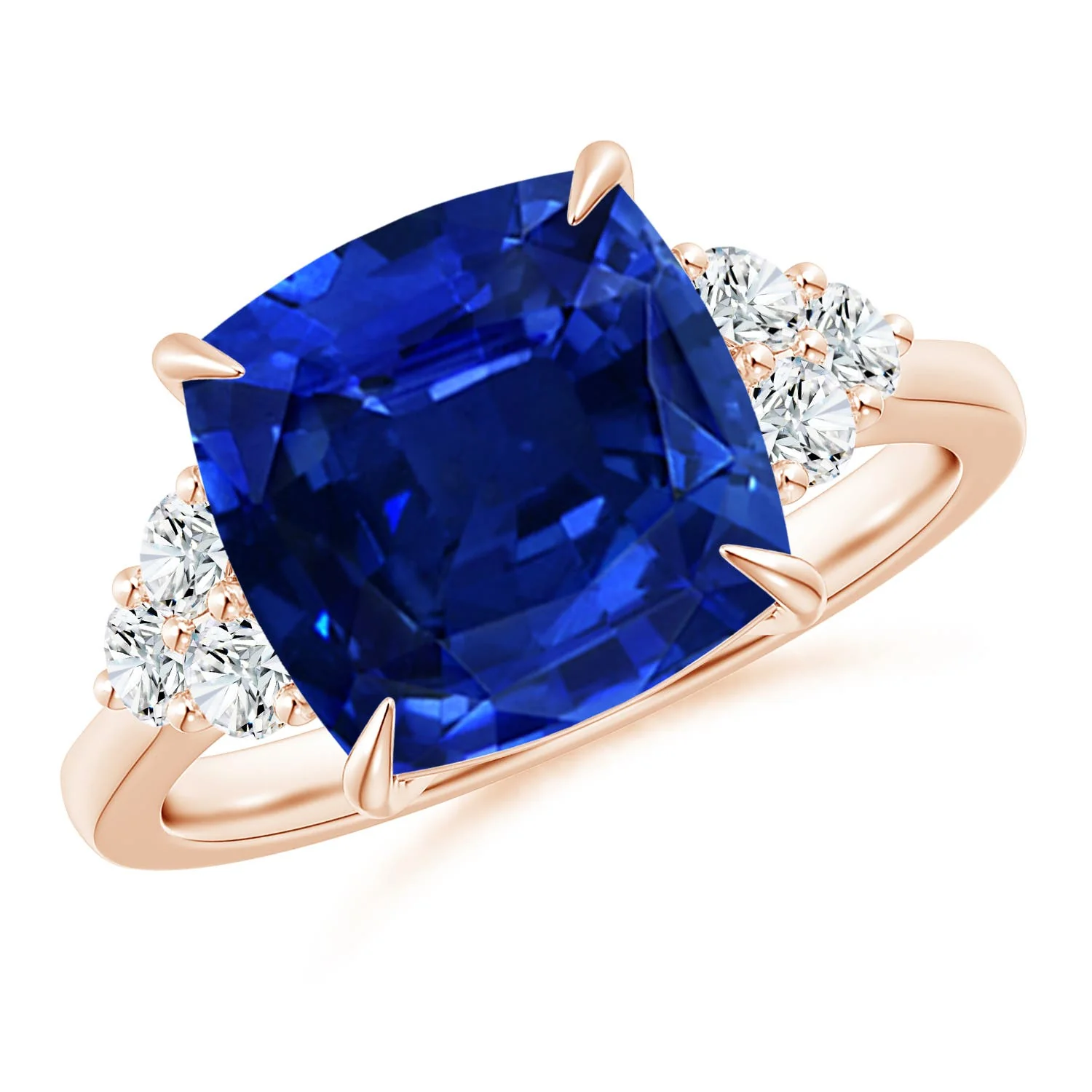 0.51 CTW Classic Floral Halo Round Fancy Intense Pink Diamond Engagement Ring with Accents in 14K Yellow Gold - Image 4