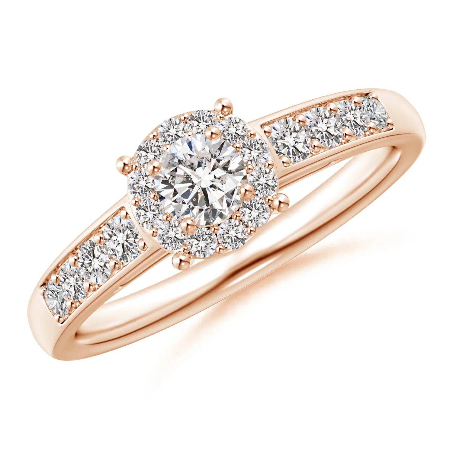 0.52 CTW Solitaire Diamond Tapered Shank Engagement Ring with Accents in 18K Rose Gold - Image 5