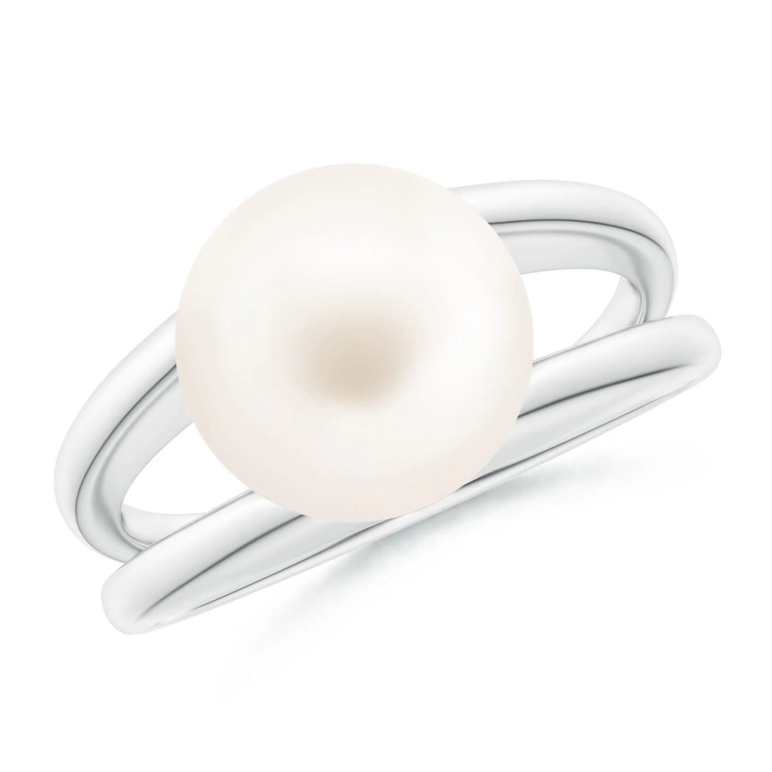 10 MM Freshwater Pearl Ring with Graduated Diamonds in 18K White Gold - Image 7