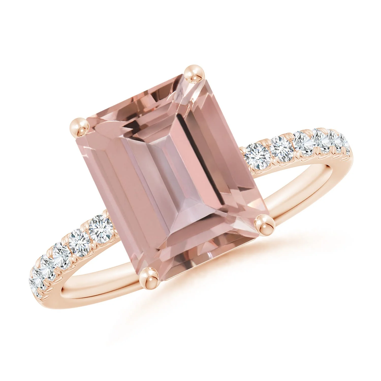3.0 CTW Oval Morganite Split Shank Halo Ring with Diamonds in 18K White Gold - Image 4