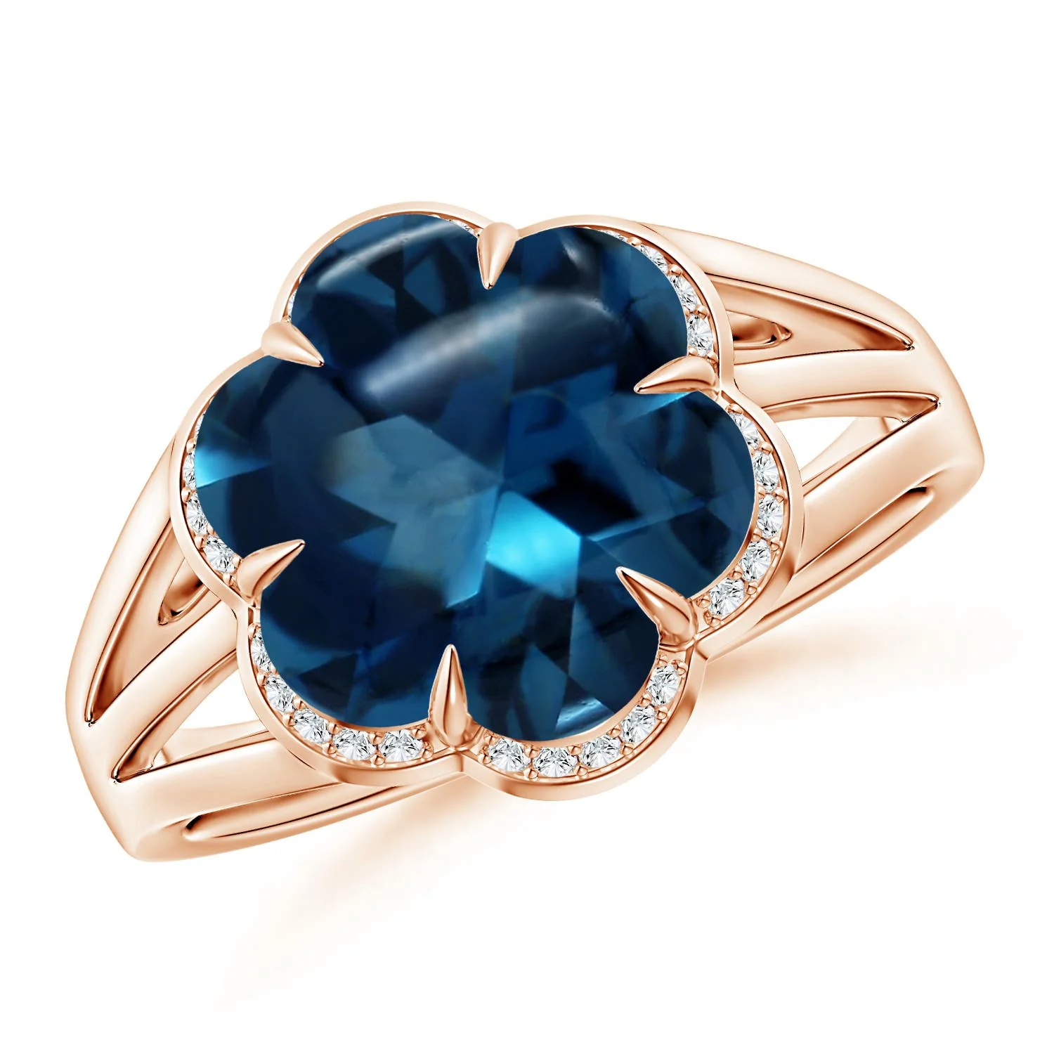 3.55 CTW Cushion London Blue Topaz Halo Ring with Trio Diamonds in 18K White Gold - Image 2