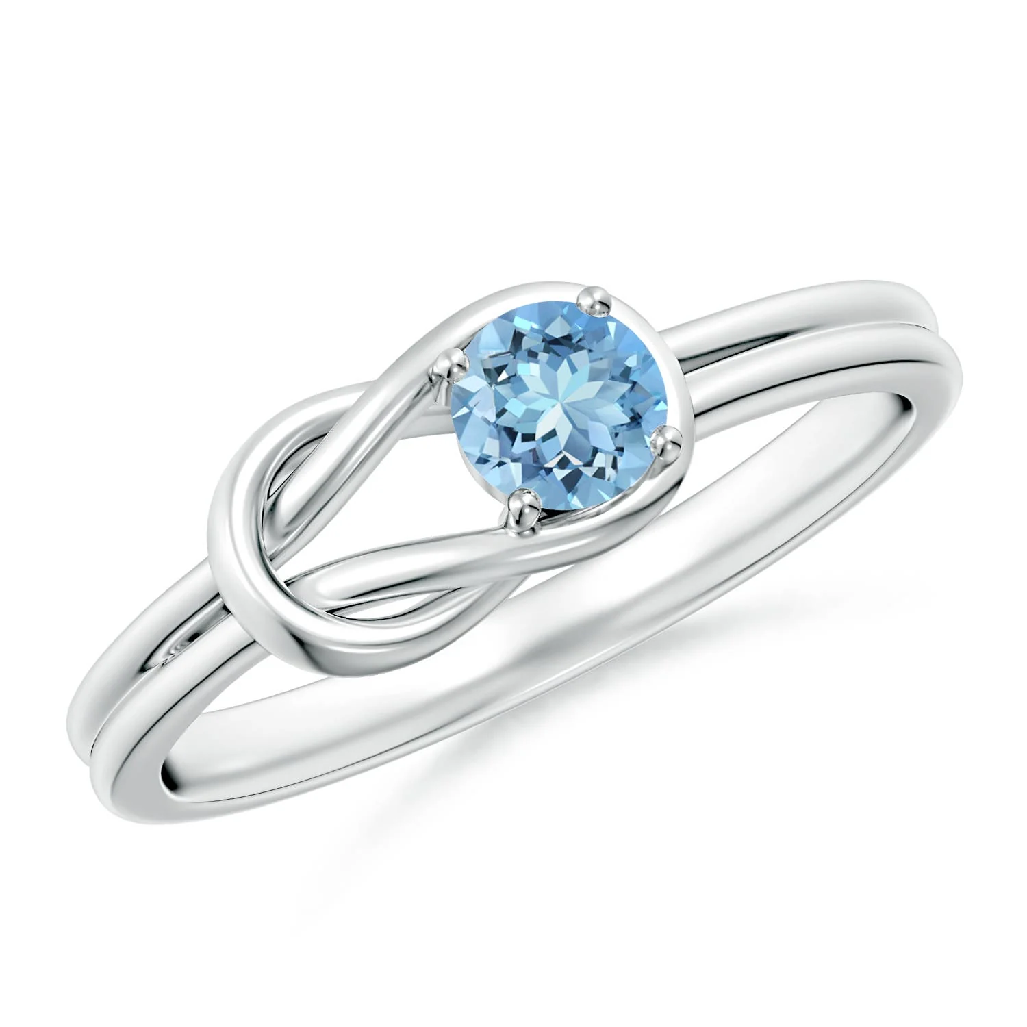 1.15 CTW Square Aquamarine Crossover Shank Ring with Diamonds in 14K White Gold - Image 7