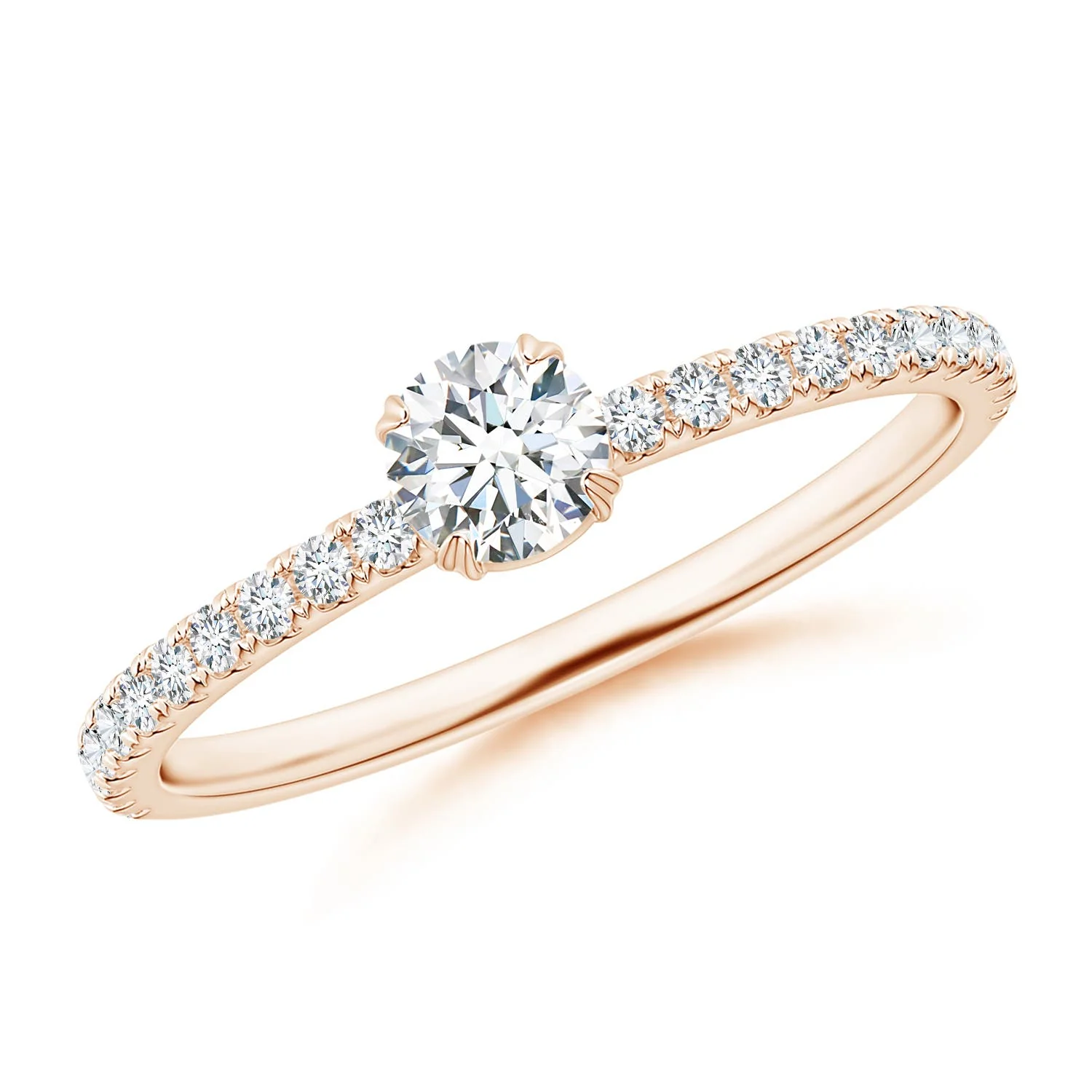 0.62 CTW Vintage Inspired Princess-Cut Diamond Engagement Ring with Scrollwork in 18K Rose Gold - Image 6