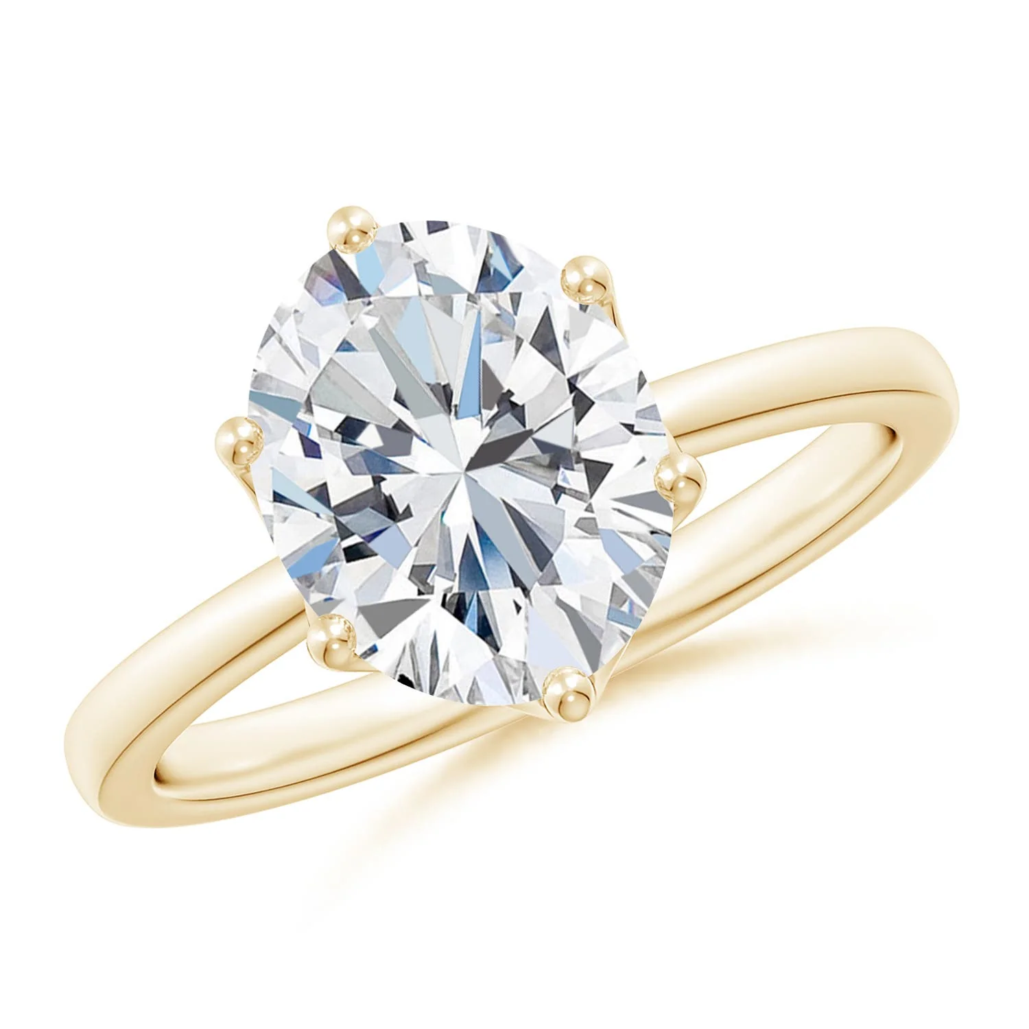 5x3 MM East-West Oval Diamond Solitaire Engagement Ring in Bezel Setting in 18K Yellow Gold - Image 8