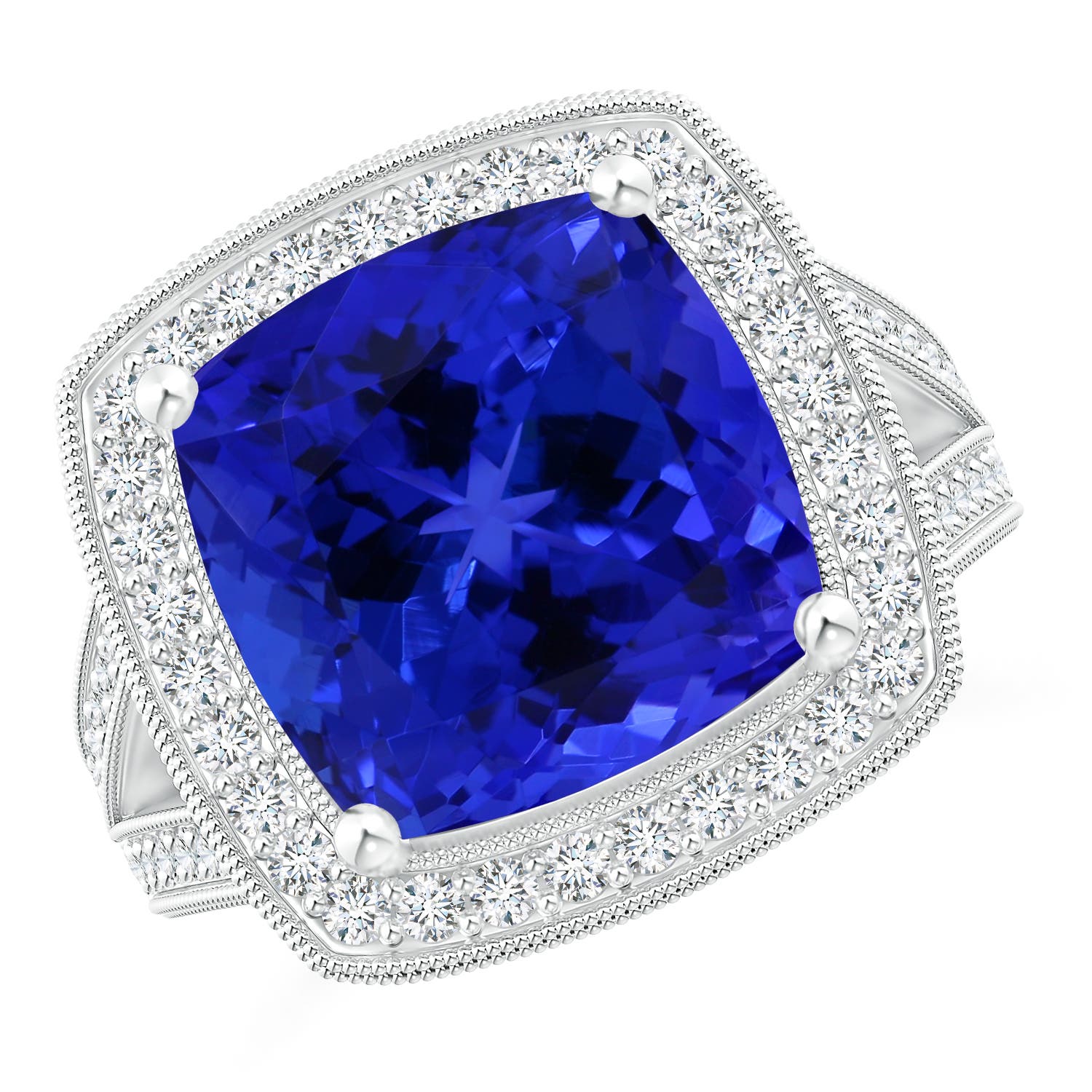 4.1 CTW GIA Certified Oval Sapphire Halo Split Shank Ring with Diamonds in 14K Rose Gold - Image 8