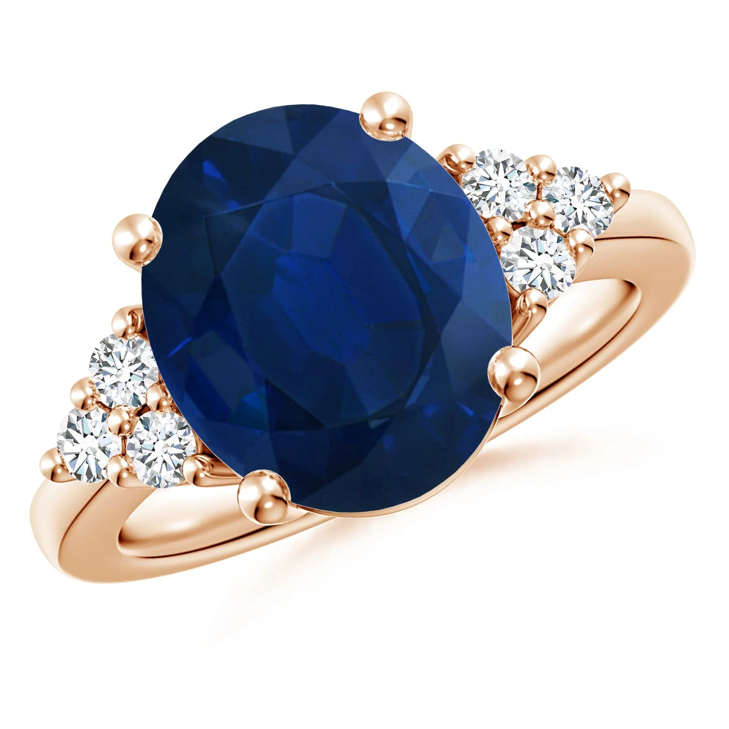 2.39 CTW GIA Certified Oval Teal Sapphire Bypass Ring with Side Diamonds in 14K Rose Gold - Image 6