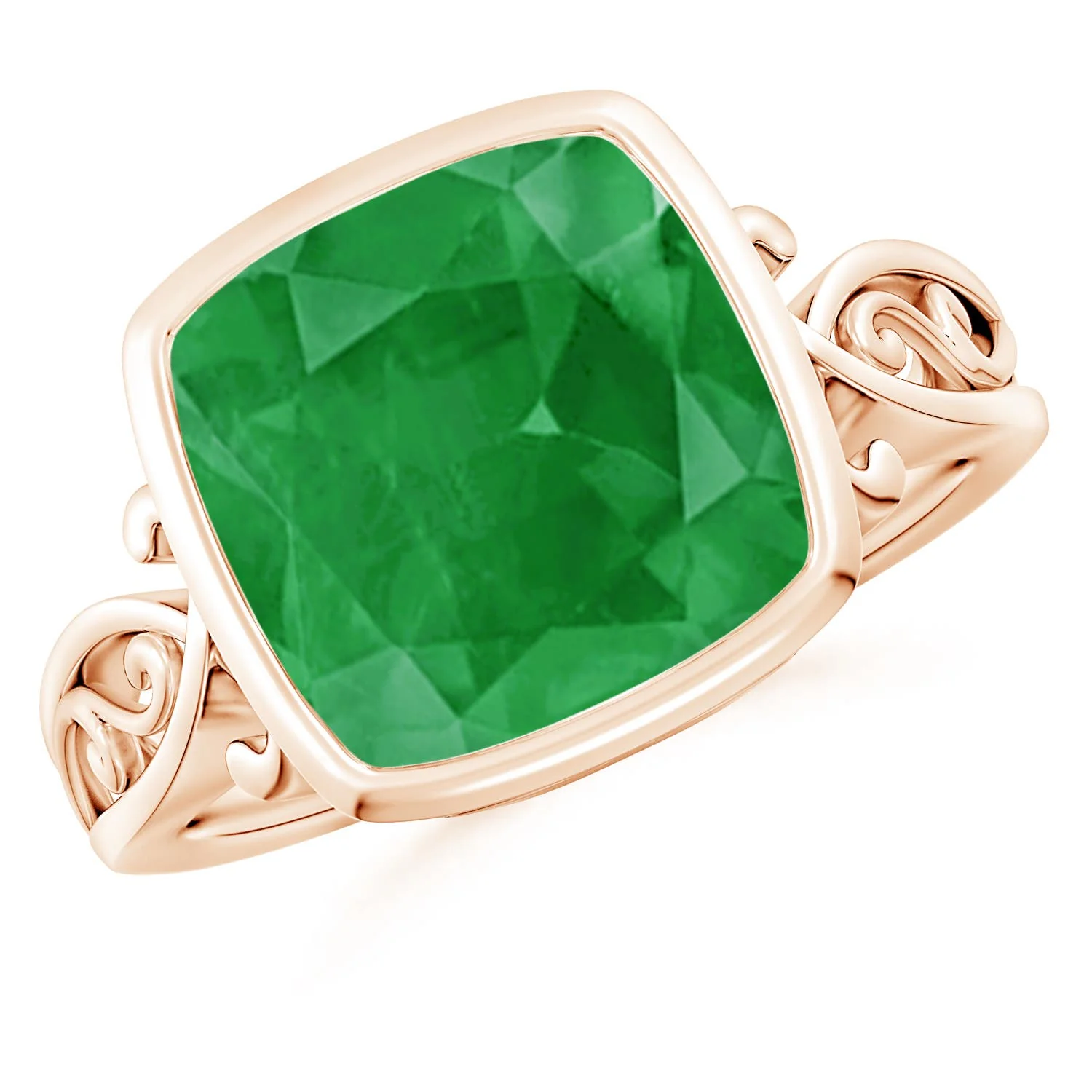 18.92 CTW Prong-Set GIA Certified Solitaire Oval Opal Reverse Tapered Ring with Scrollwork in 14K Rose Gold - Image 3