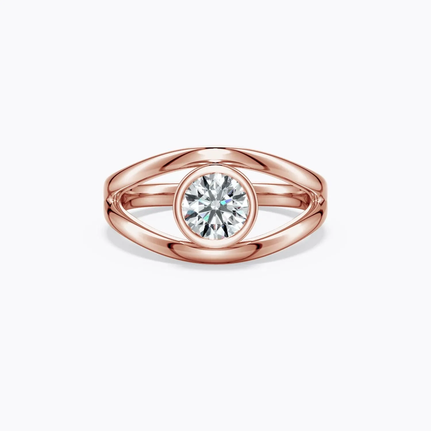 1.16 CTW Round Diamond Crossover Engagement Ring with Scattered Accents in 18K Rose Gold