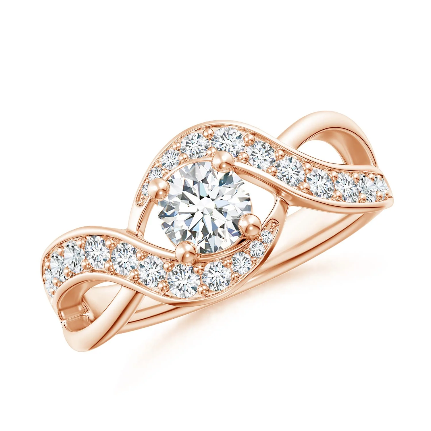 1.16 CTW Round Diamond Crossover Engagement Ring with Scattered Accents in 18K White Gold - Image 6