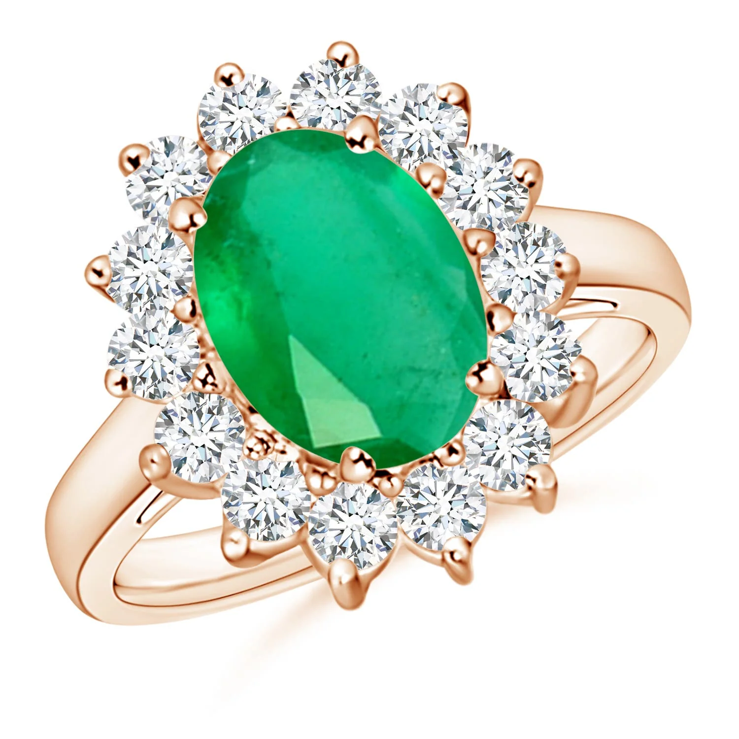 0.8 CTW Round Emerald Engagement Ring with Mixed Cut Diamonds in 18K White Gold - Image 3
