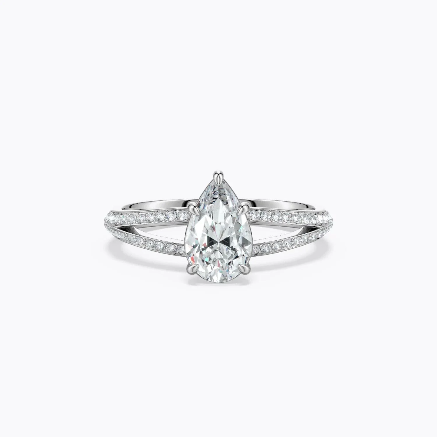 2.45 CTW Pear-Shaped Diamond Engagement Ring with Pavé Accents in Platinum