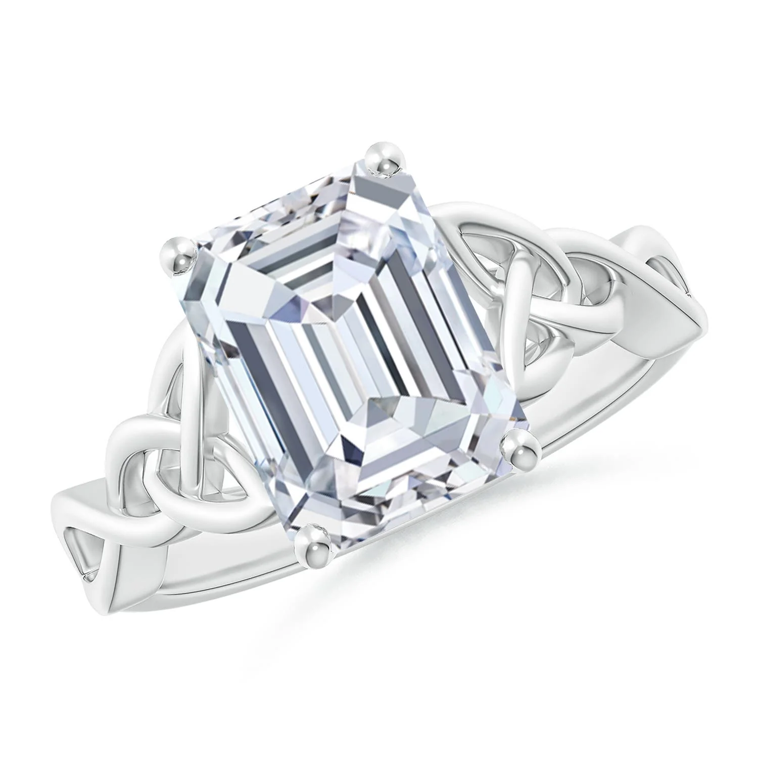 0.93 CTW Emerald-Cut Diamond Engagement Ring with Baguette Accents in 14K White Gold - Image 7