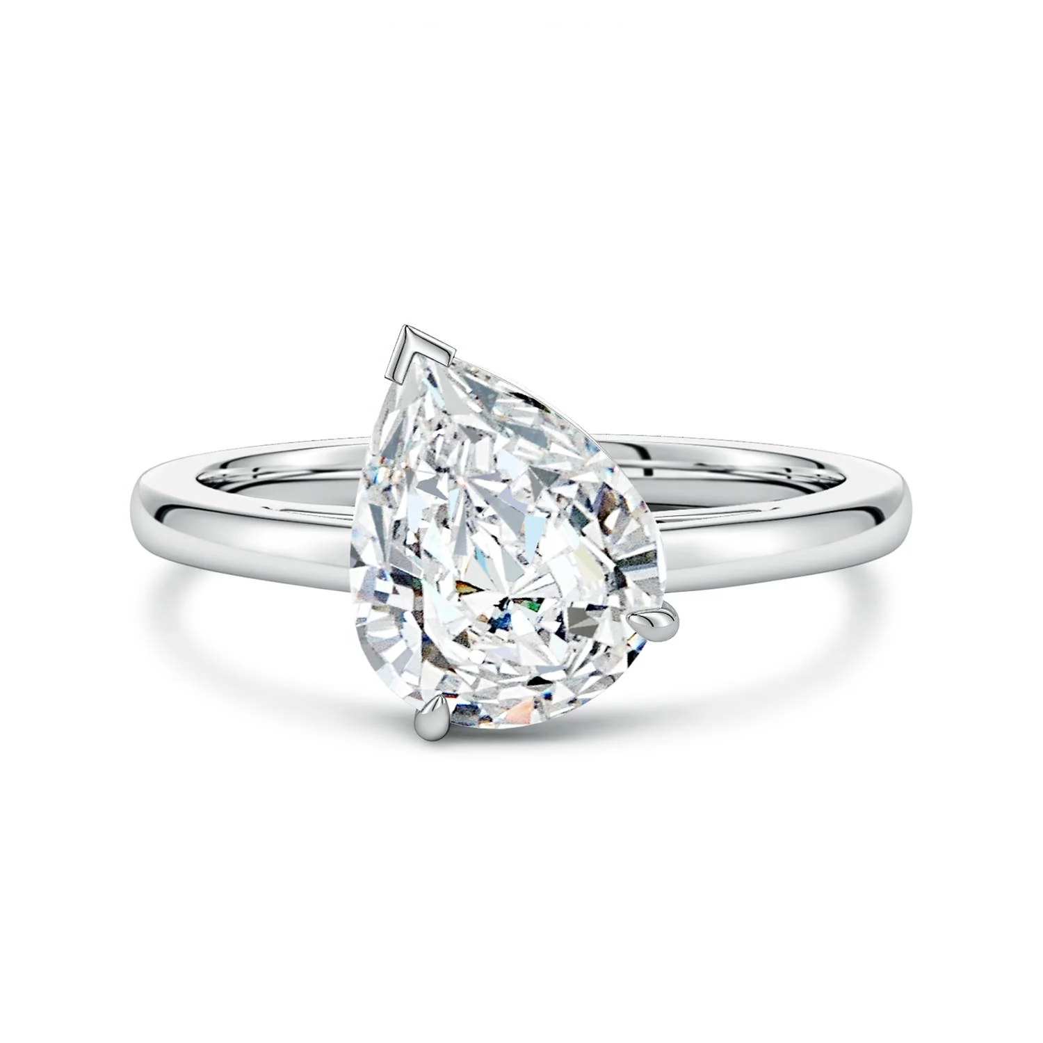 0.65 CTW Pear Diamond Curved Engagement Ring with Accents in 14K White Gold - Image 6