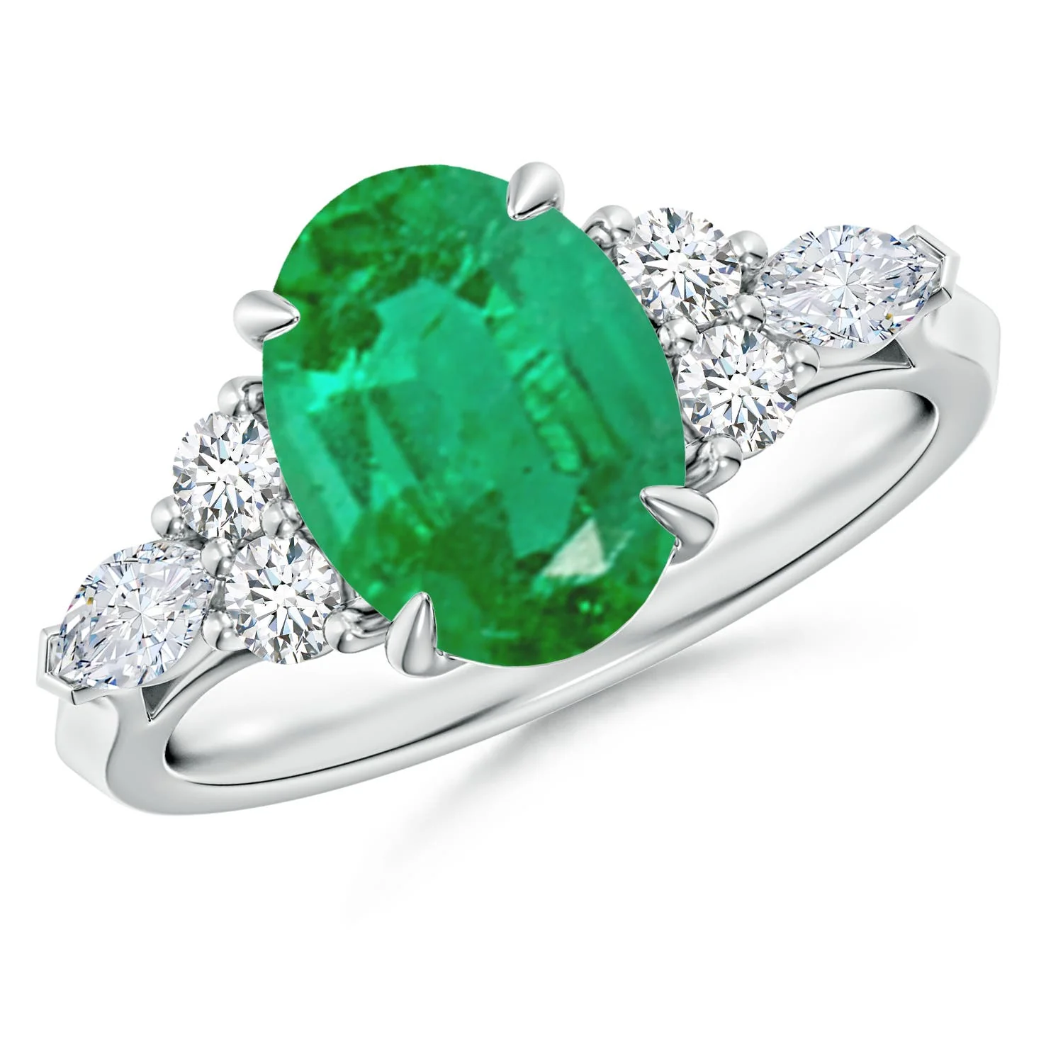 1.3 CTW Pear Emerald Curved Engagement Ring with Accents in 14K Yellow Gold - Image 6