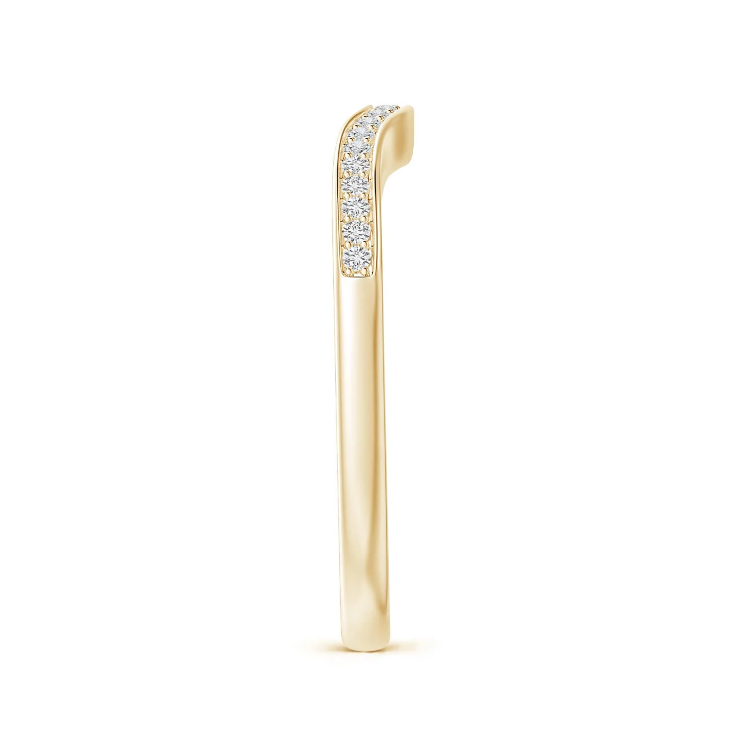 1 MM Pave-Set Diamond Curved Wedding Ring in 14K Yellow Gold - Image 10