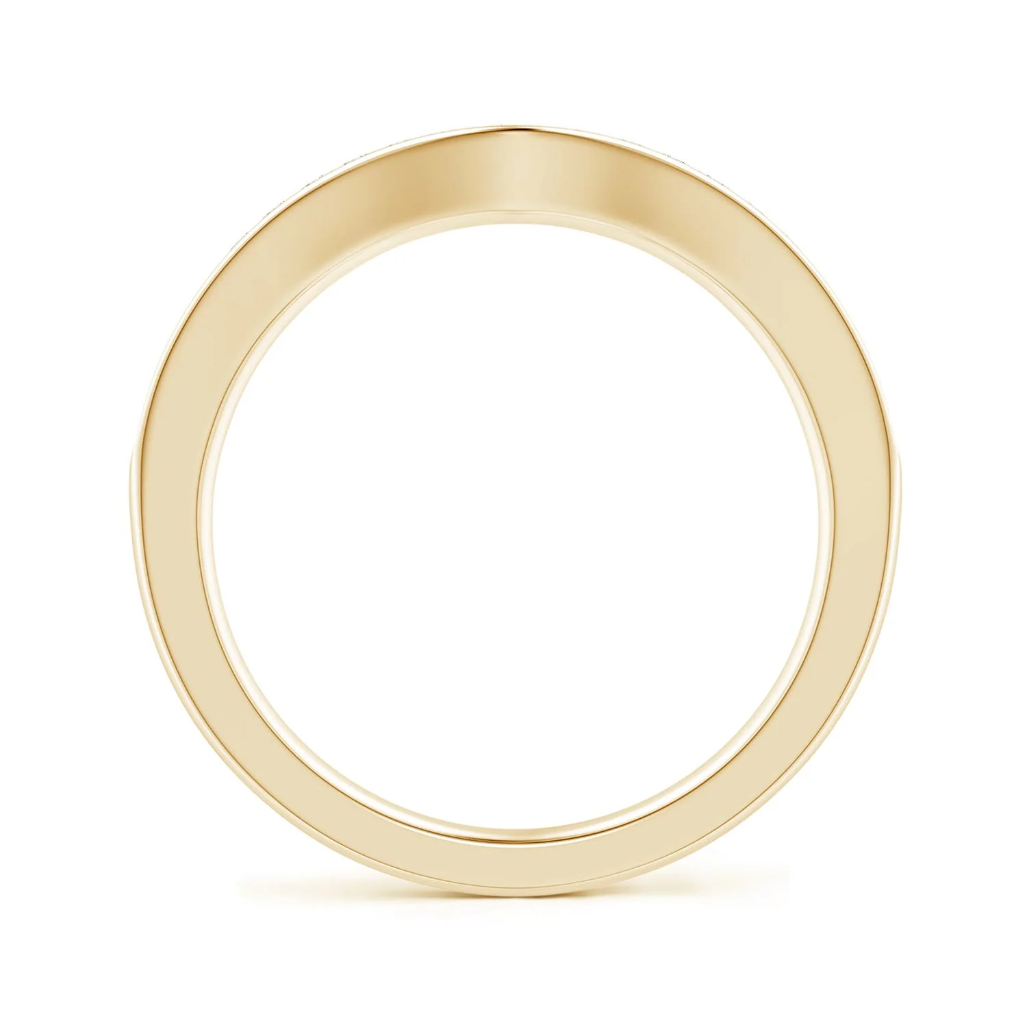 1 MM Pave-Set Diamond Curved Wedding Ring in 14K Yellow Gold - Image 5