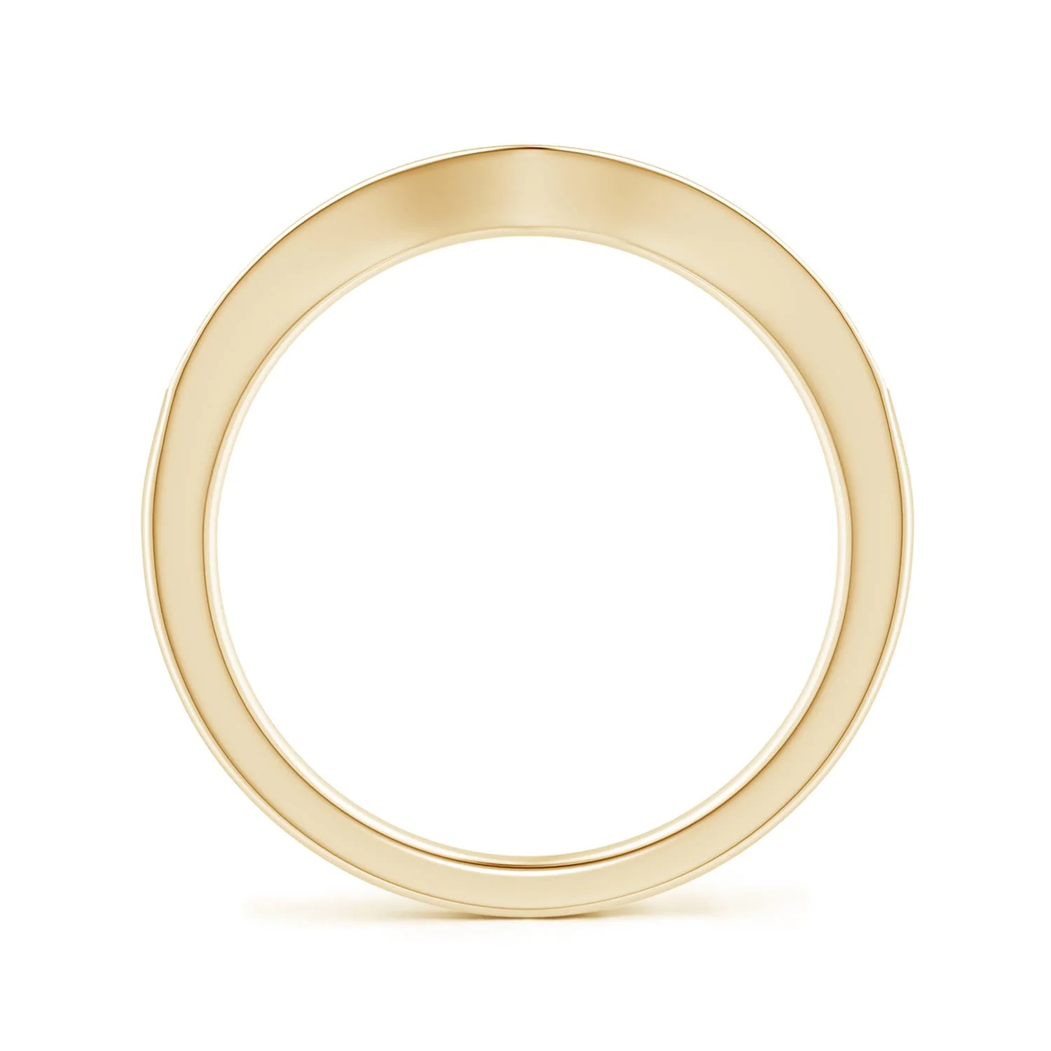 1 MM Pave-Set Diamond Curved Wedding Ring in 14K Yellow Gold - Image 7