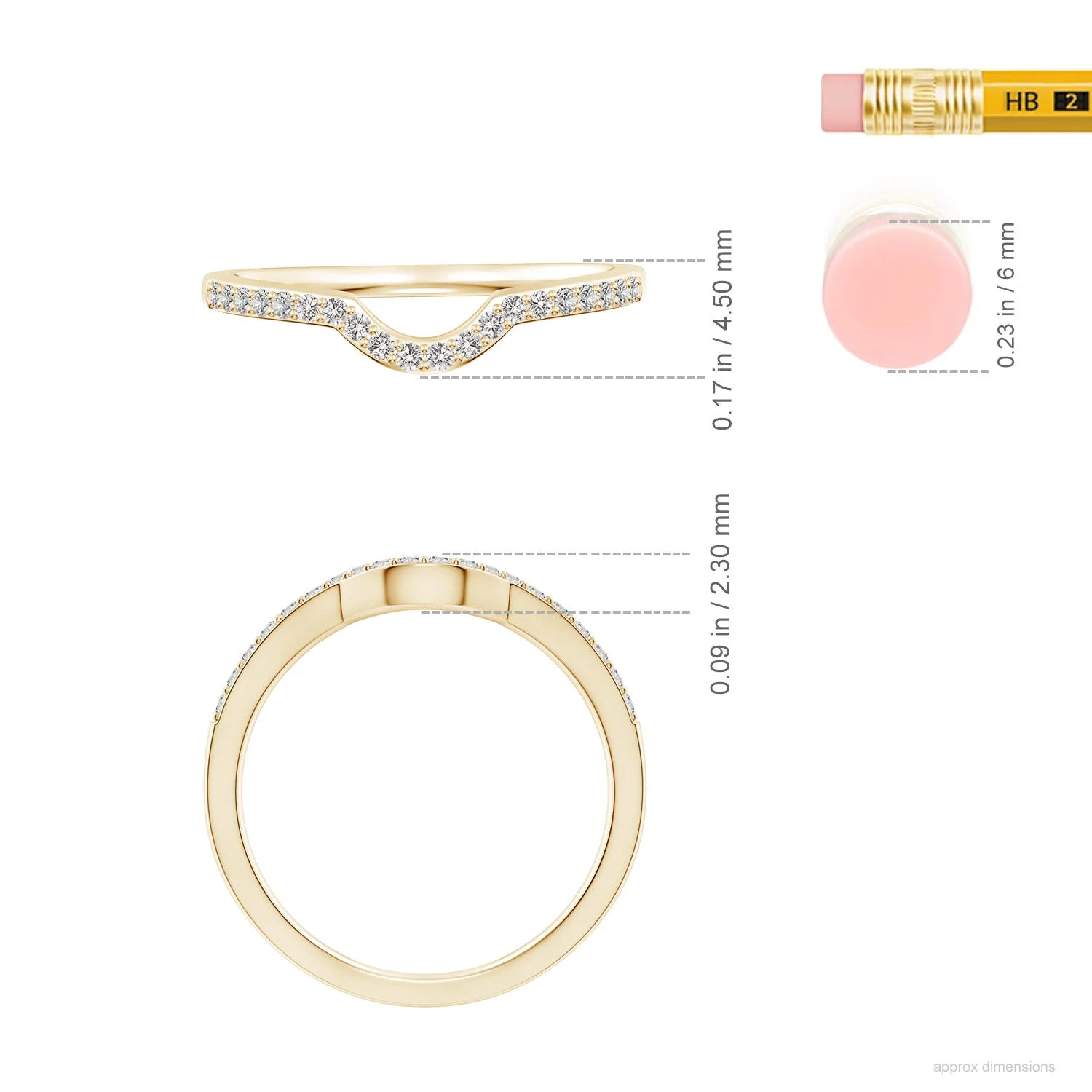1.15 MM Classic Diamond Curved Comfort Fit Wedding Ring in 14K Yellow Gold - Image 6