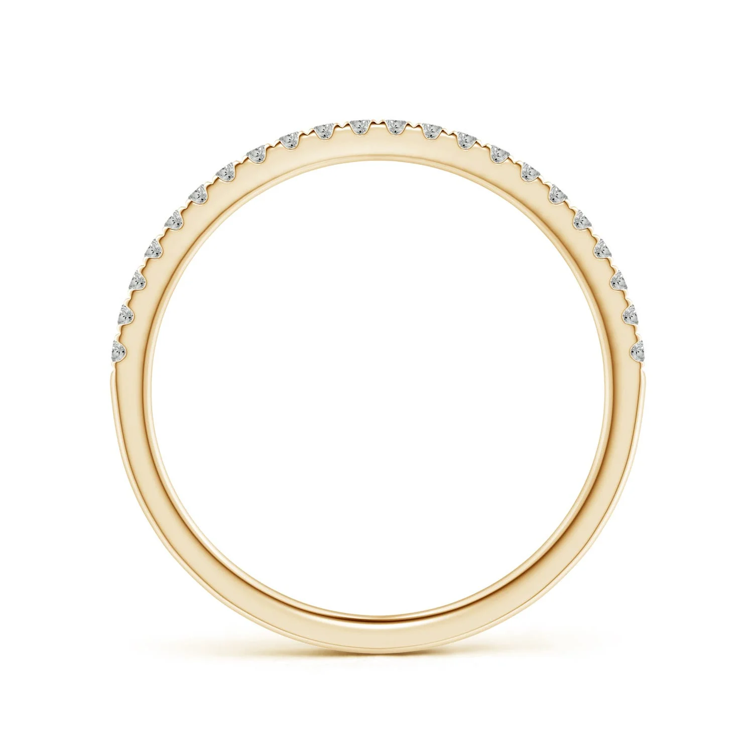 1.3 MM Pave-Set Diamond Half Eternity Classic Wedding Ring in 18K Yellow Gold - Image 5