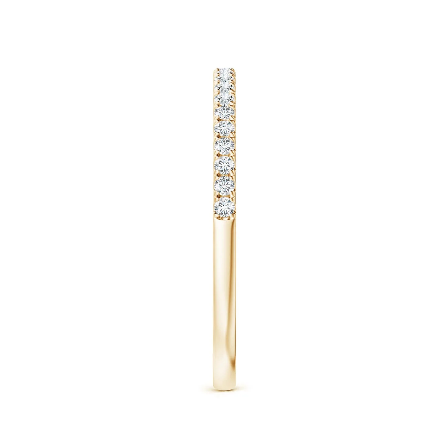 1.3 MM Pave-Set Diamond Half Eternity Classic Wedding Ring in 18K Yellow Gold - Image 7