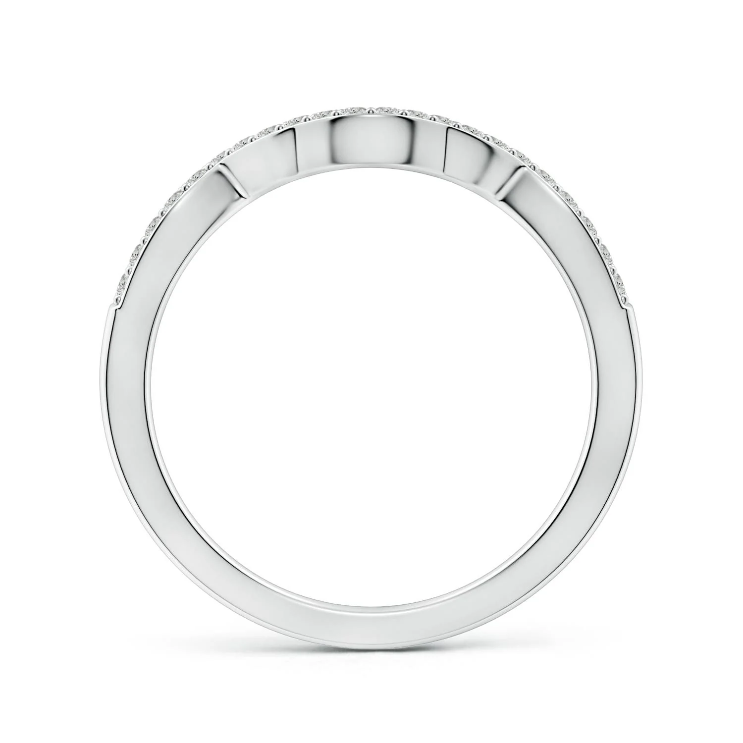 1.1 MM Diamond Half Eternity Curved Wedding Ring in 18K White Gold - Image 3