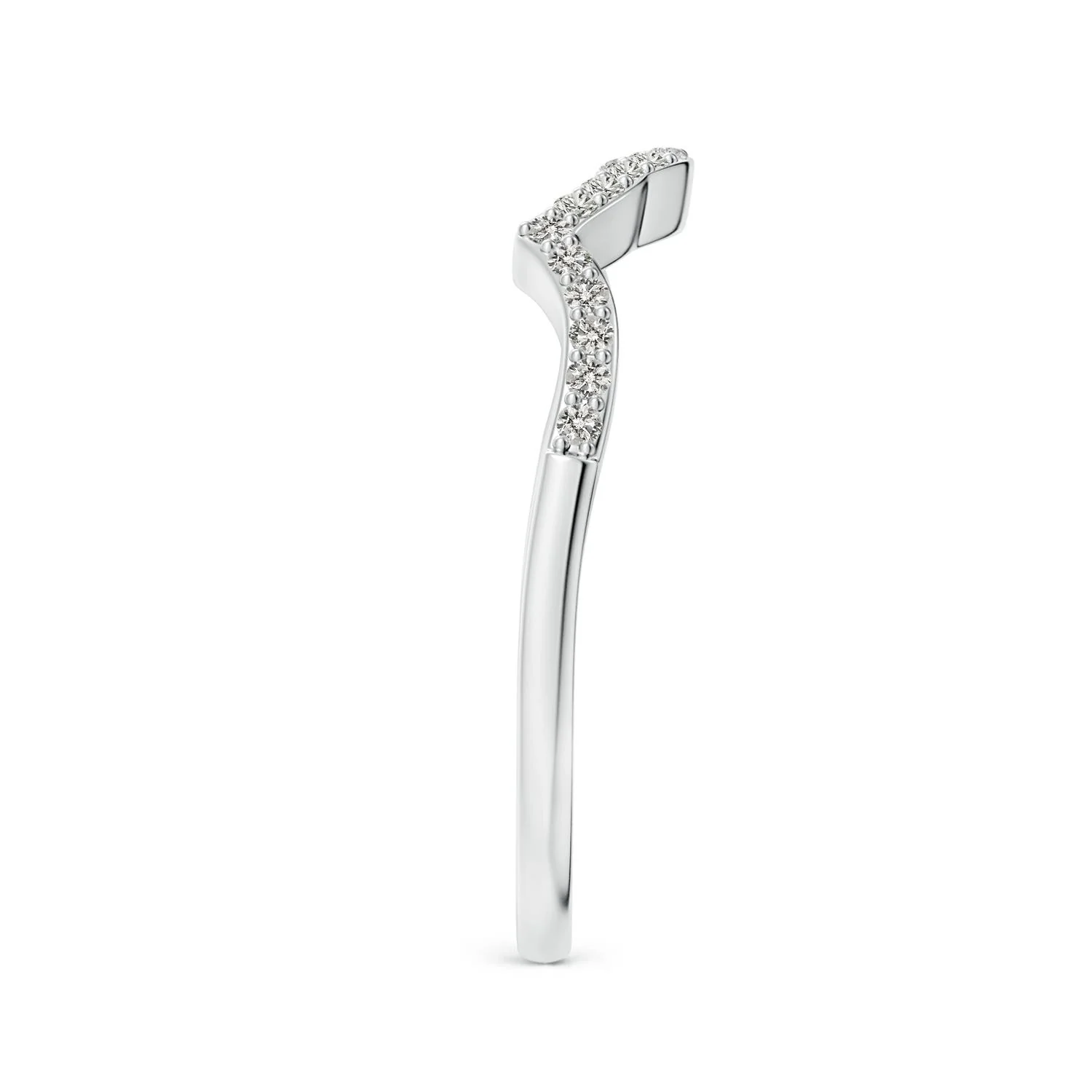 1.1 MM Diamond Half Eternity Curved Wedding Ring in 18K White Gold - Image 4