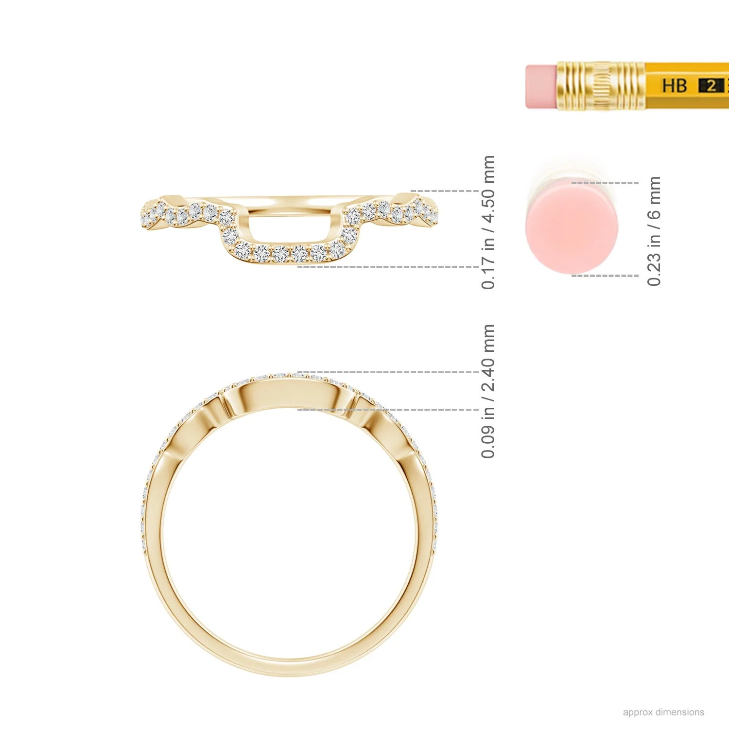 1.1 MM Diamond Wavy Comfort Fit Wedding Ring in 18K Yellow Gold - Image 6