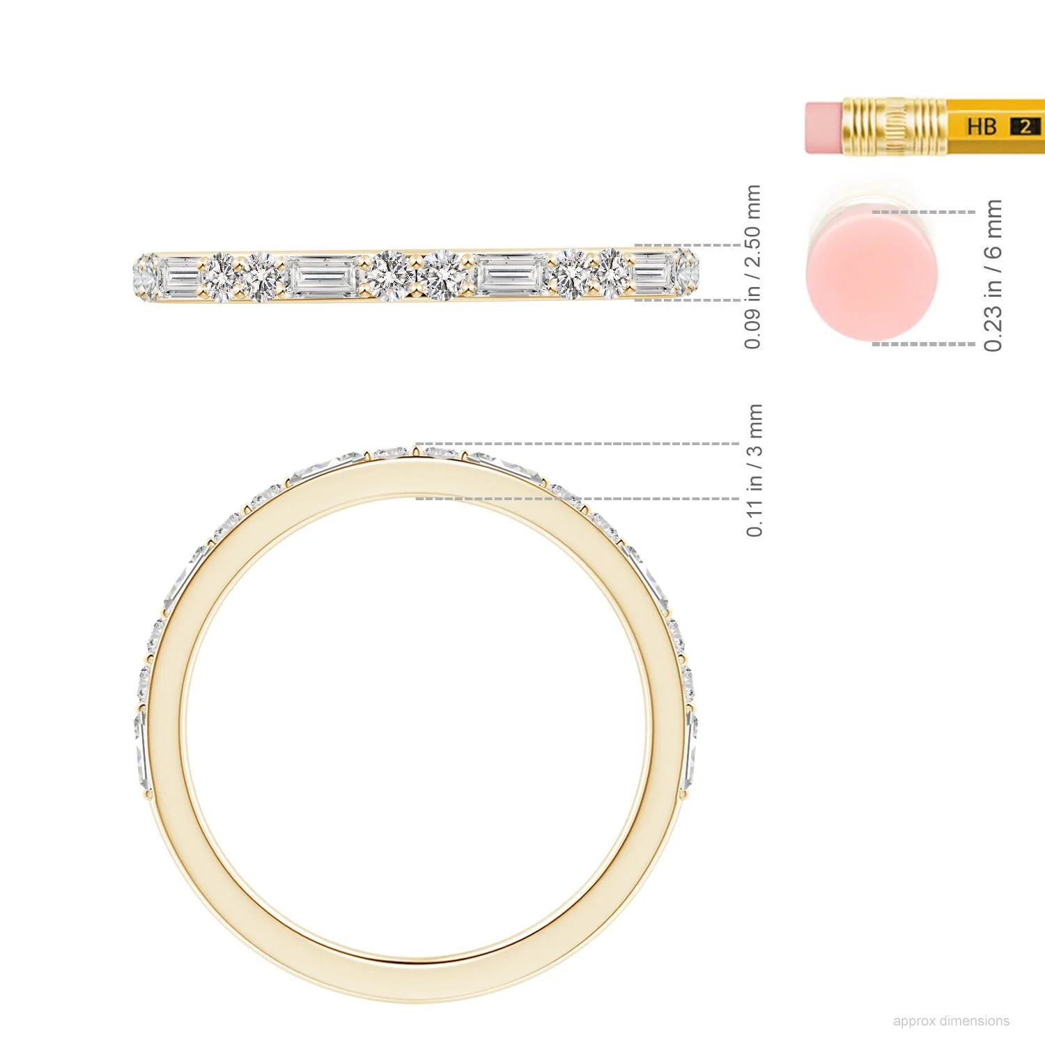 0.69 CTW Baguette & Round Diamond Half Eternity Stackable Ring in 18K Yellow Gold - Image 8