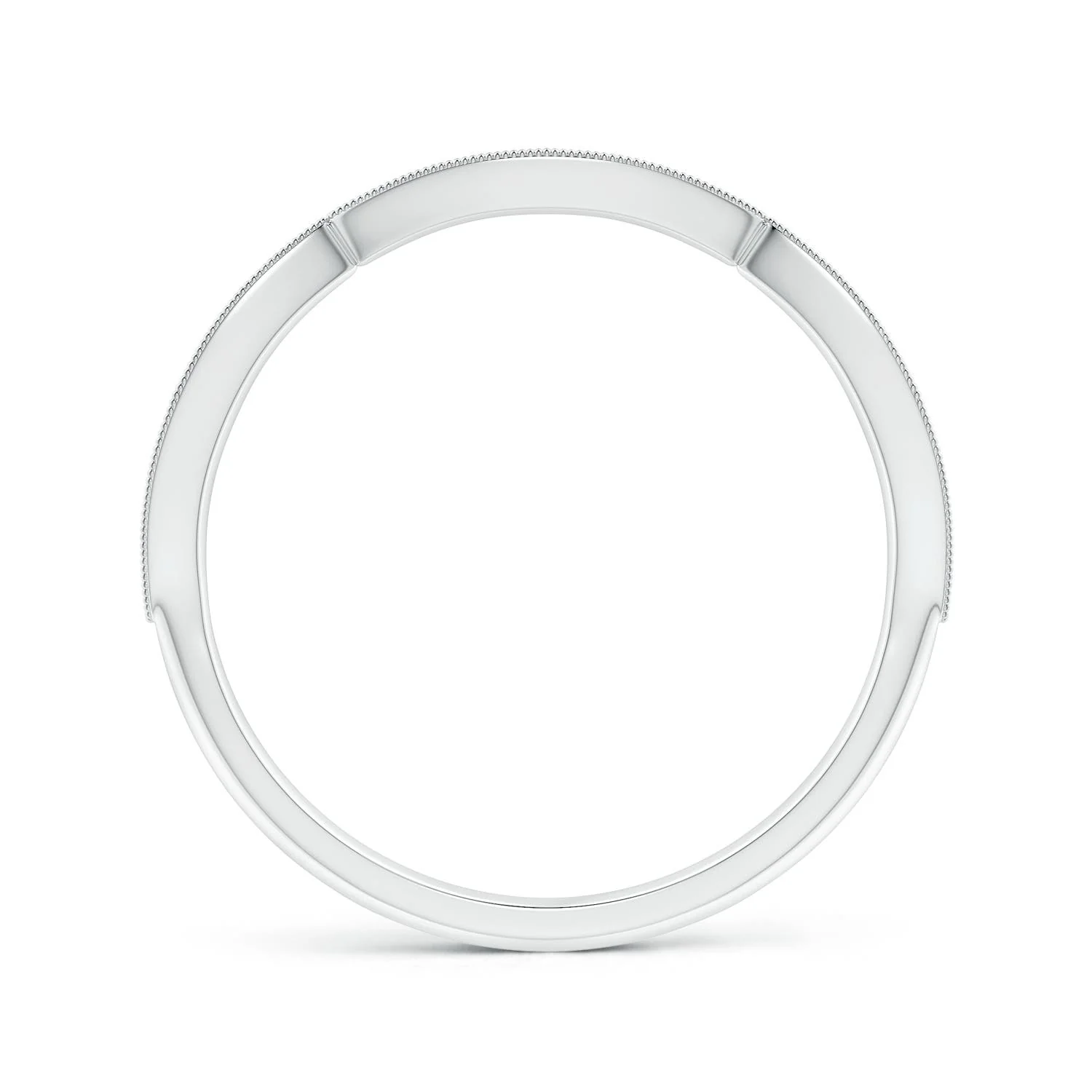 1.45 MM Pave-Set Diamond Marquise Wedding Ring with Milgrain in Platinum - Image 2