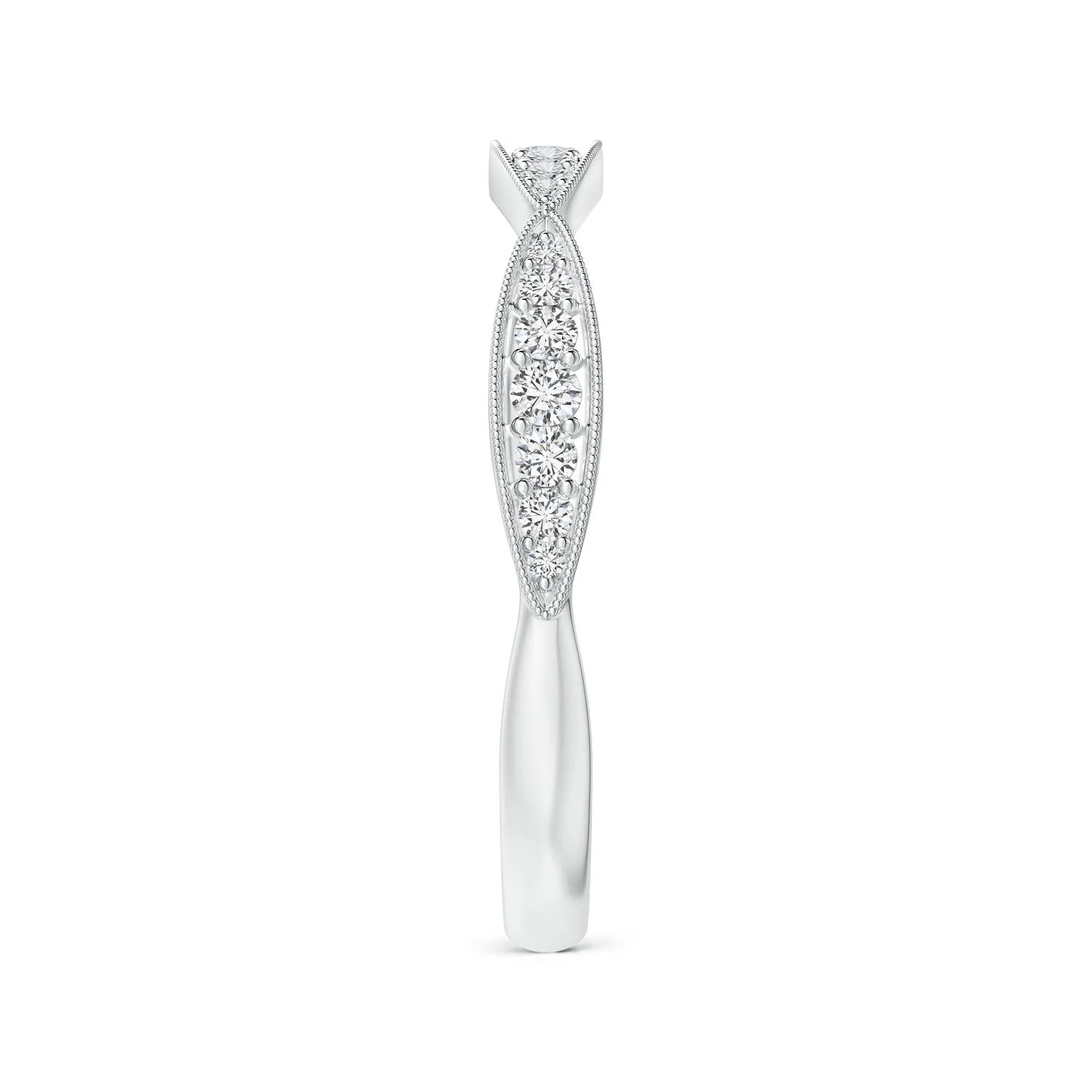 1.45 MM Pave-Set Diamond Marquise Wedding Ring with Milgrain in Platinum - Image 3