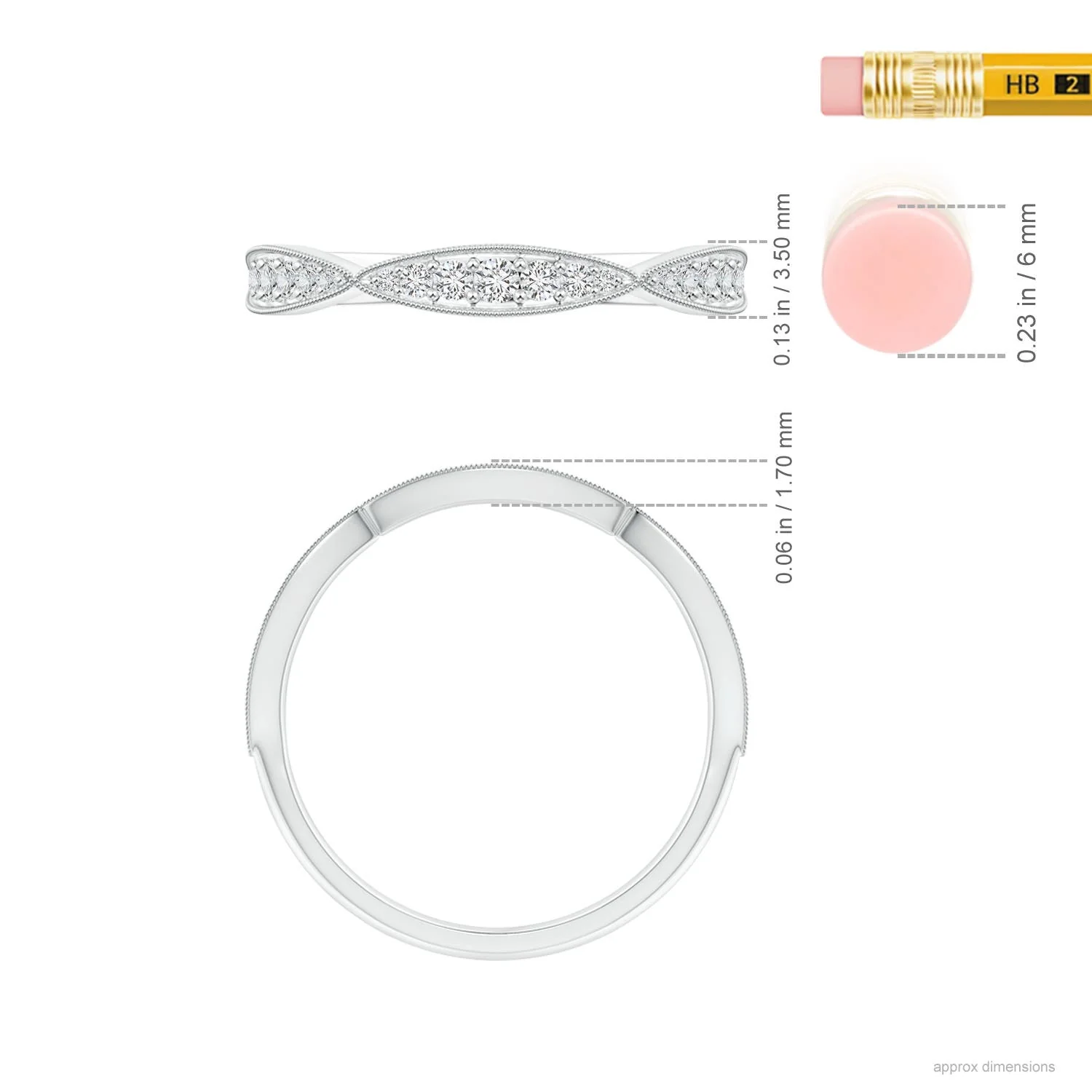 1.45 MM Pave-Set Diamond Marquise Wedding Ring with Milgrain in Platinum - Image 5