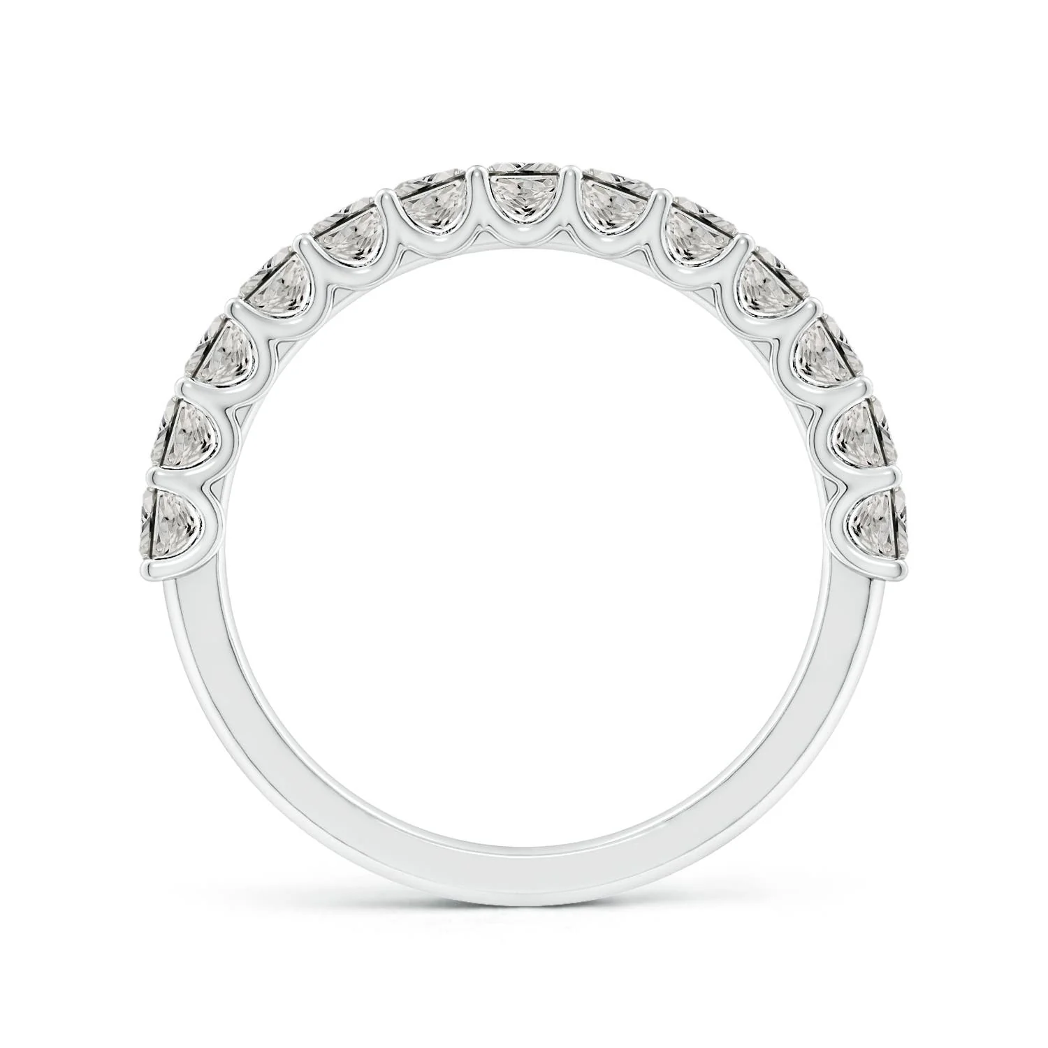 1.3 CTW Shared Prong-Set Princess-Cut Diamond Half Eternity Wedding Ring in 18K White Gold - Image 2