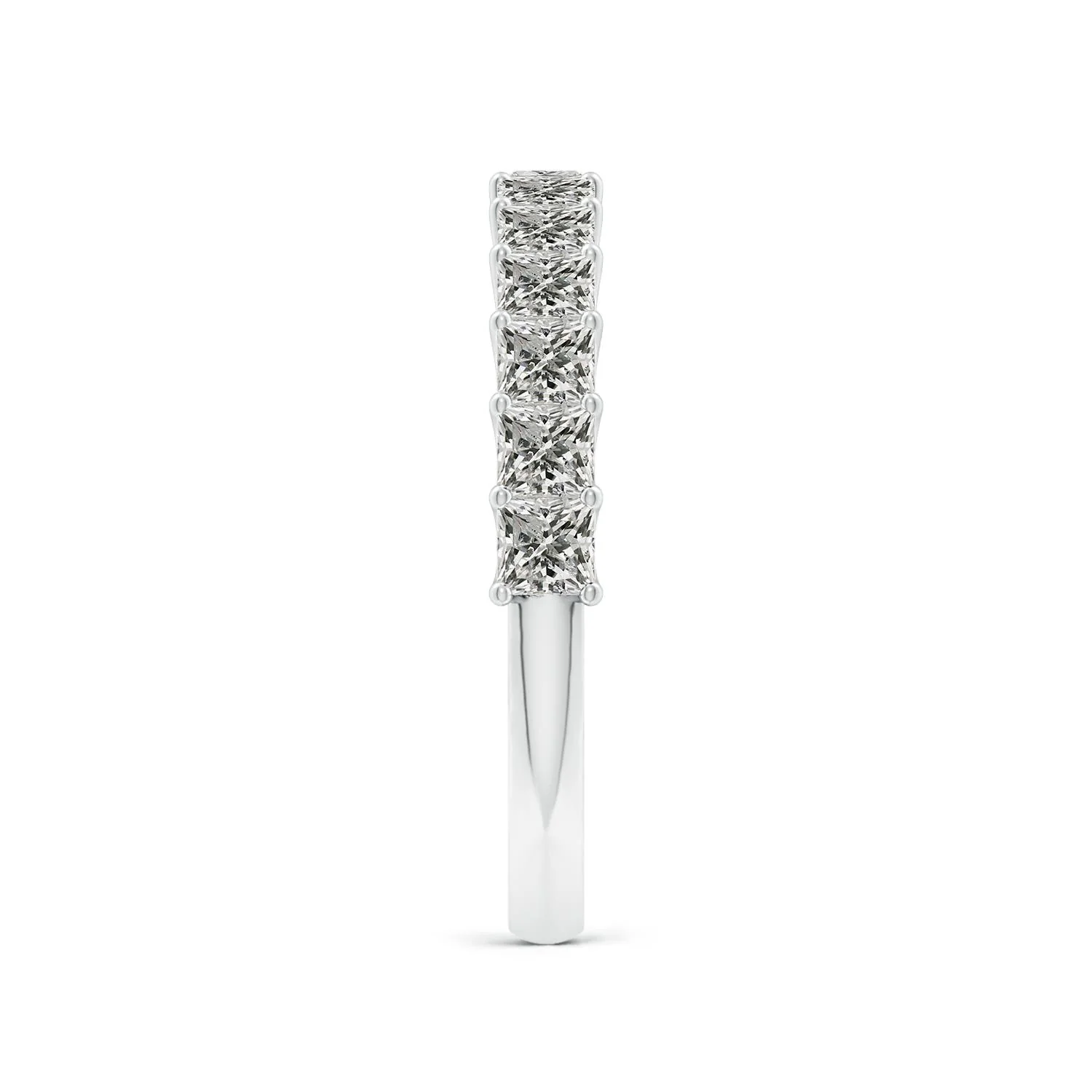 1.3 CTW Shared Prong-Set Princess-Cut Diamond Half Eternity Wedding Ring in 18K White Gold - Image 3