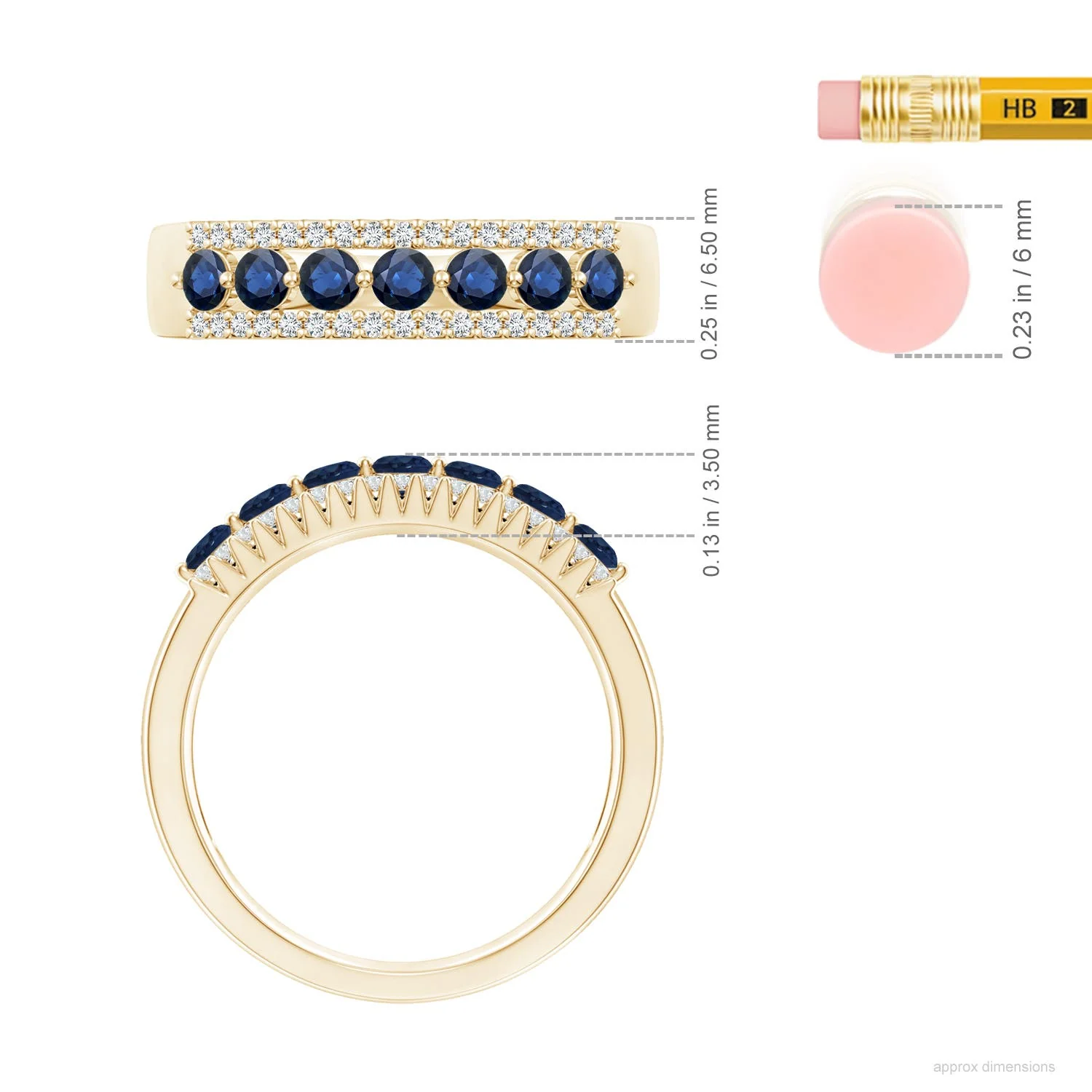 1.17 CTW Floating Blue Sapphire Half Eternity Ring with Diamonds in 14K Yellow Gold - Image 6