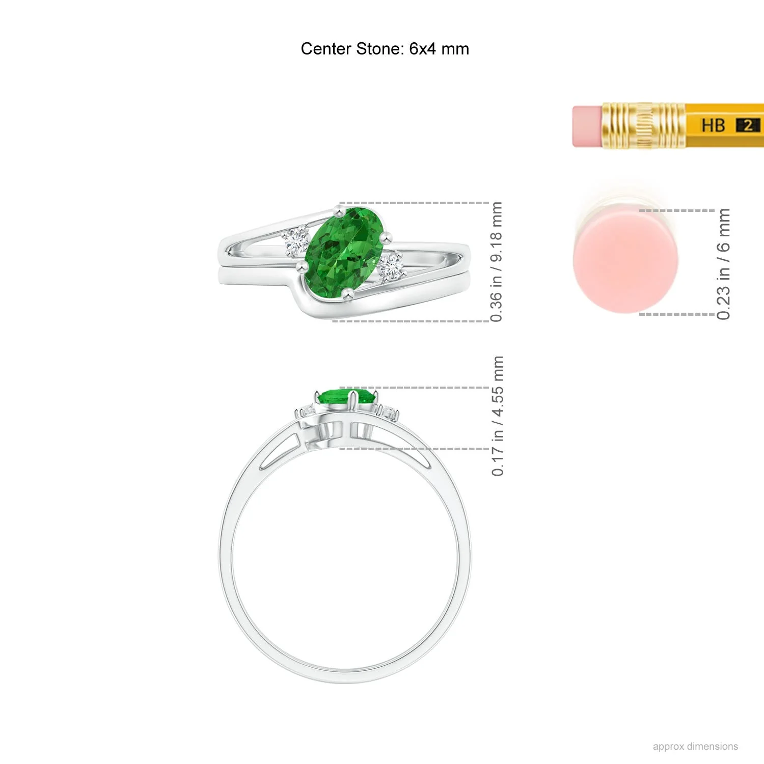 0.39 CTW Split Shank Tsavorite Ring with Wedding Ring in 14K White Gold - Image 4