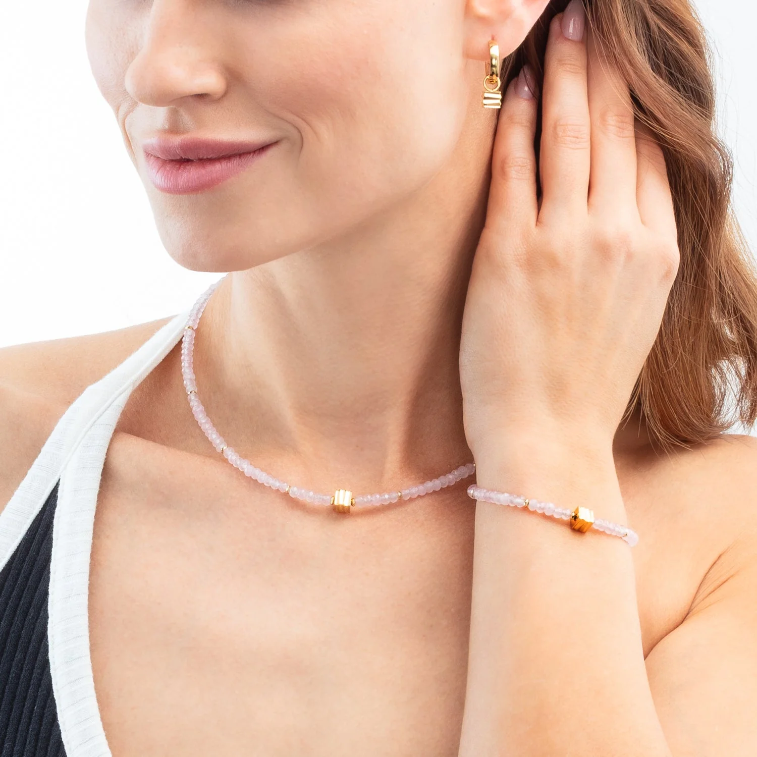 Necklace Wave Essence Pink Jade Gold - Image 3