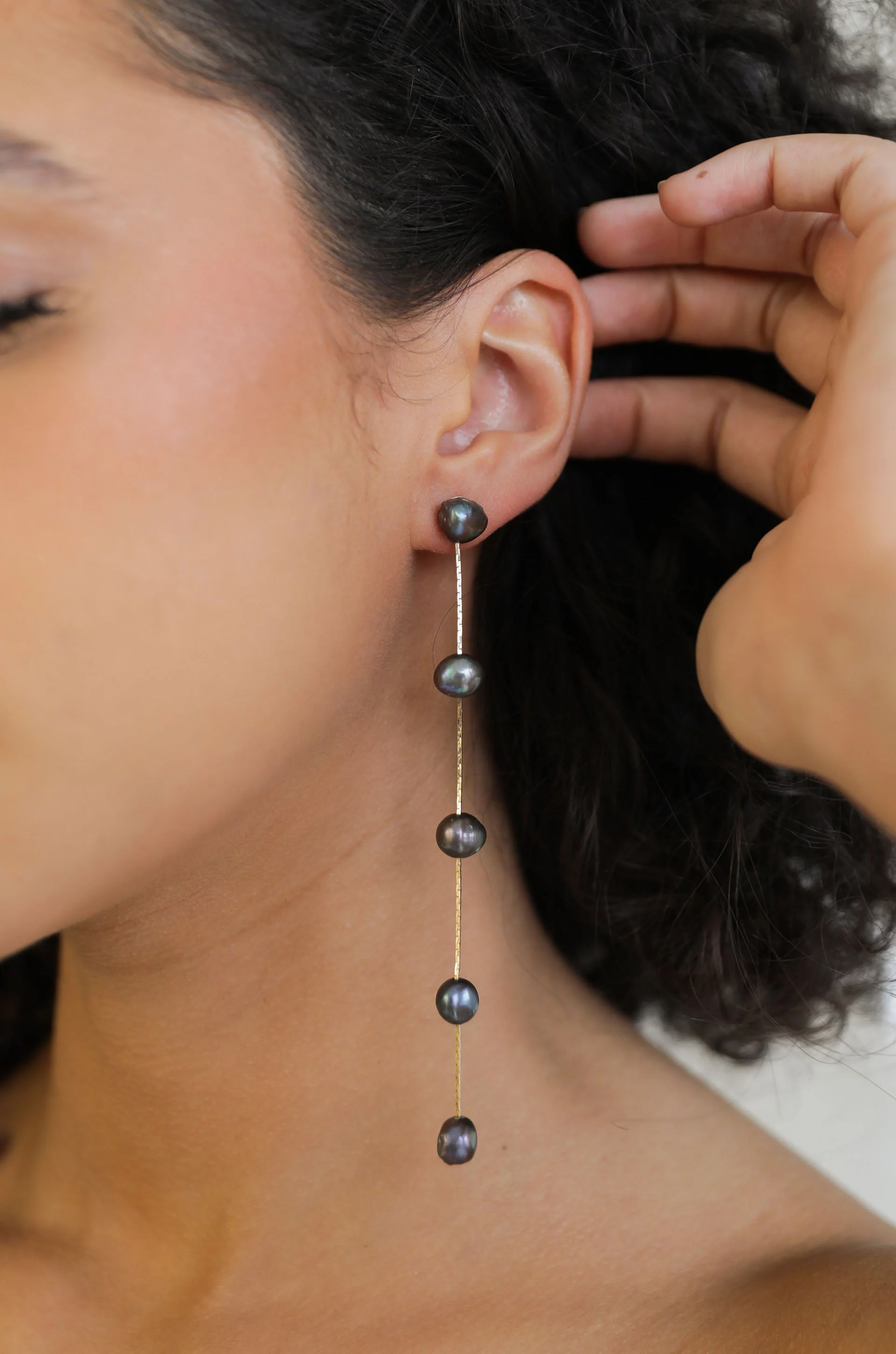 Dripping Pearl Delicate Drop Earrings - Image 4